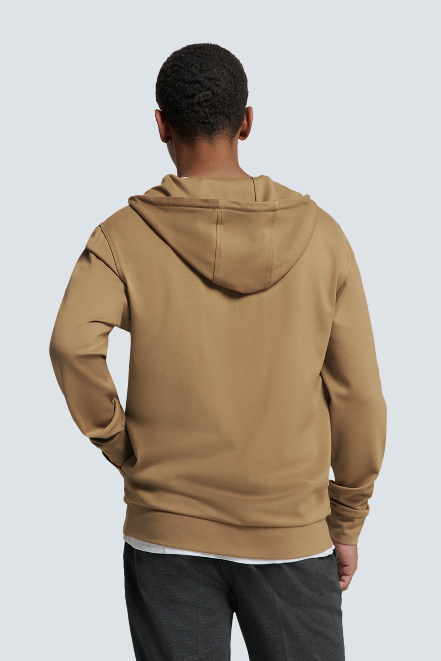 SWEATER FULL ZIPPER HOODED KHAKI 2