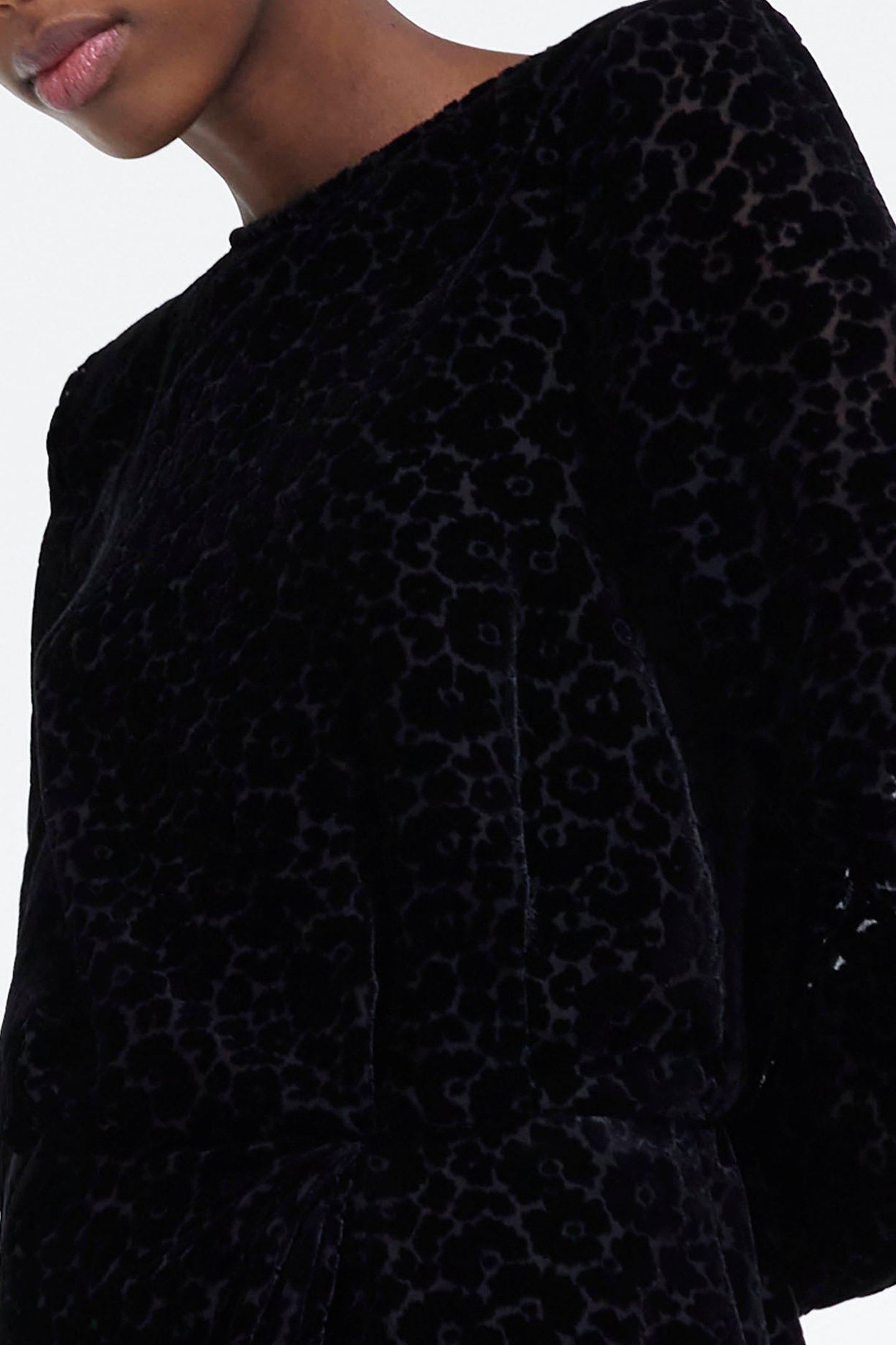 SHORT BURN OUT BLOSSOM BLACK DRESS BLACK 5