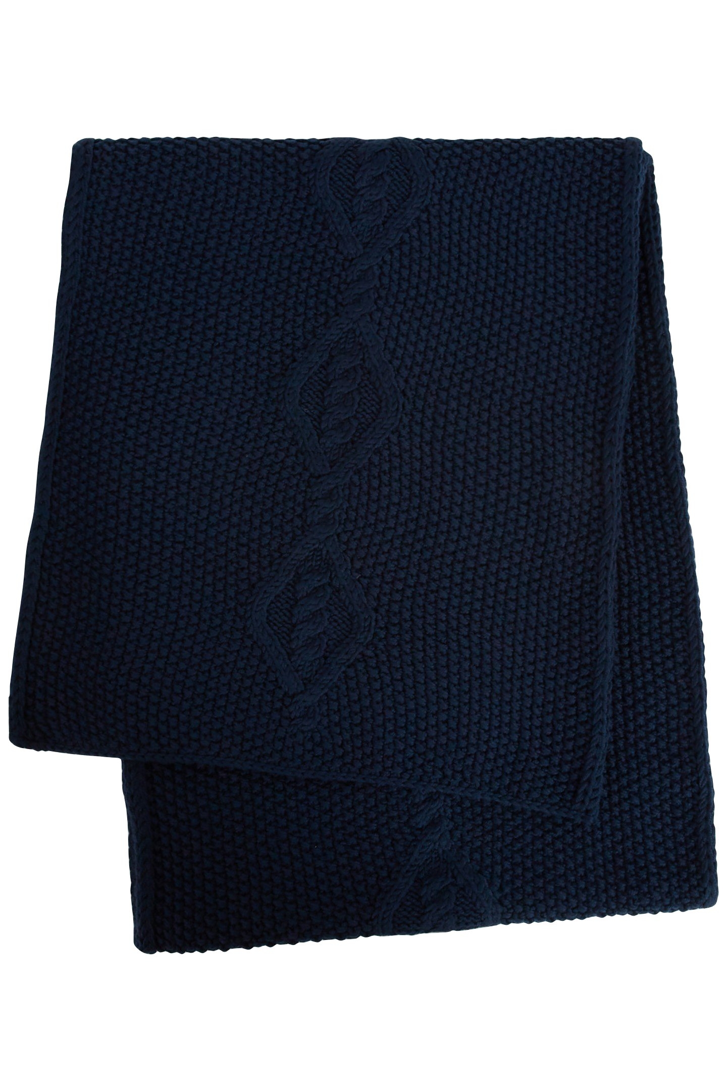 CABLE WOOL SCARF BLUE 1