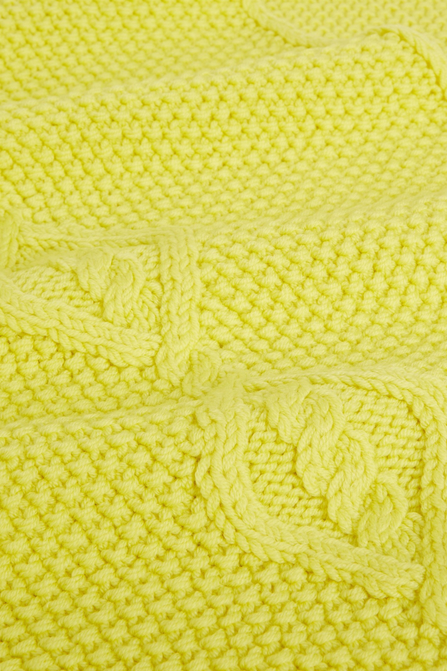 CABLE WOOL SCARF YELLOW 4