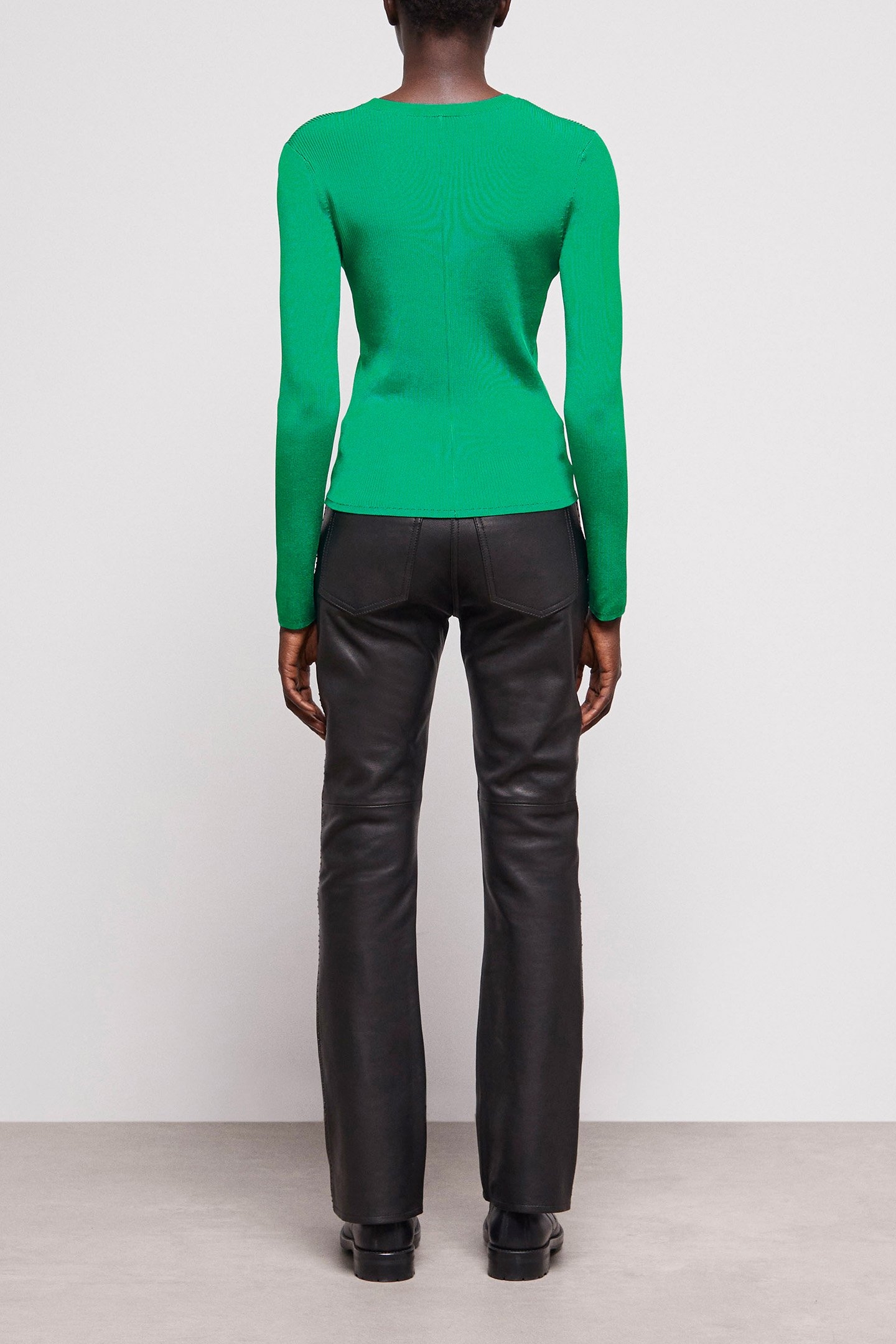 ROUND NECK LONG SLEEVE VISCOSE SWEATER GREEN 2