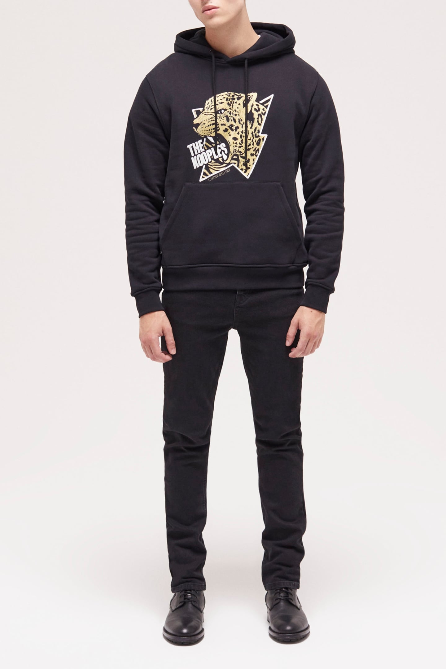 TIGER EMBROIDERED HOODIE BLACK-ANTIC GOLD 1