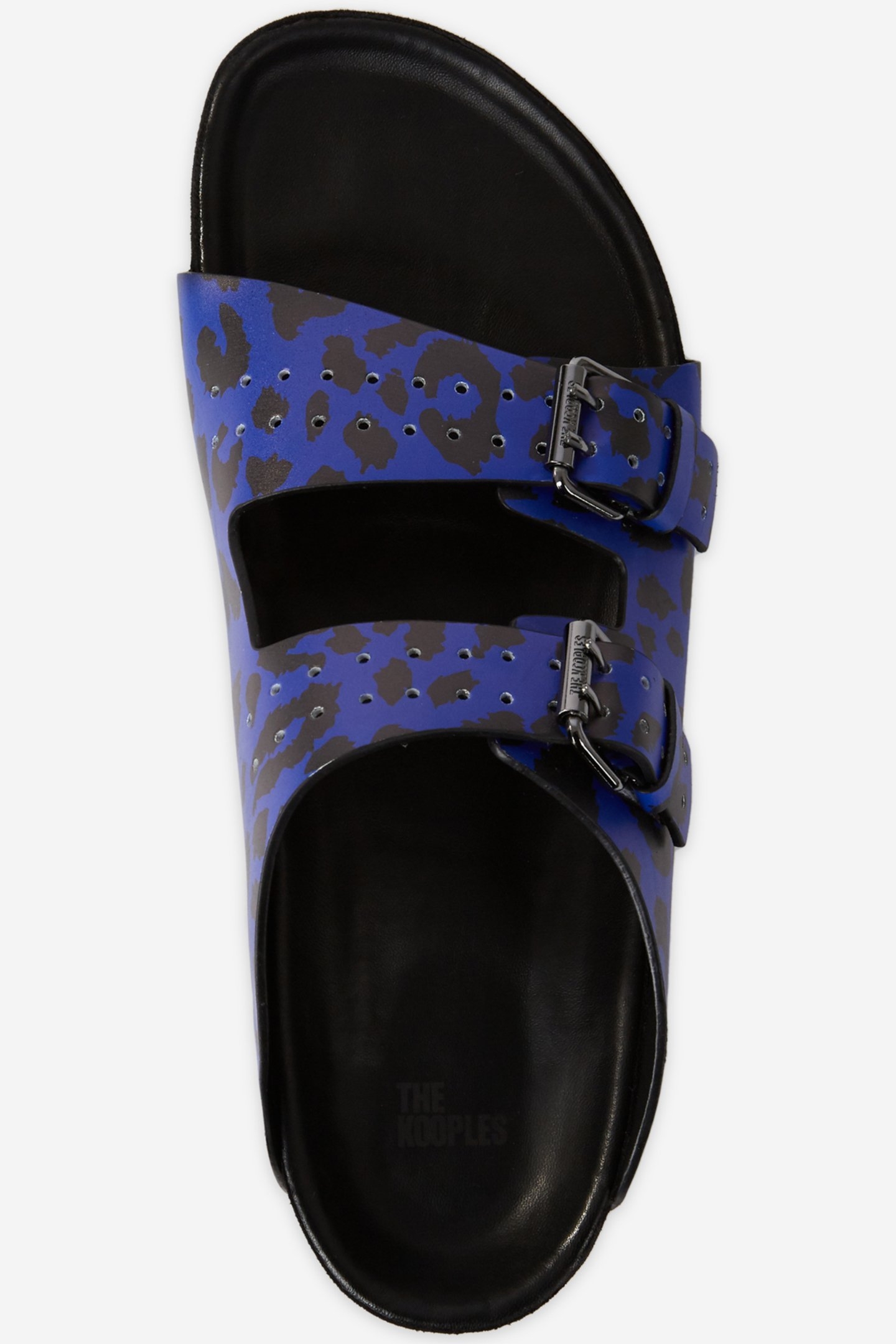 LEOPARD PRINT LEATHER SANDALS BLUE 2