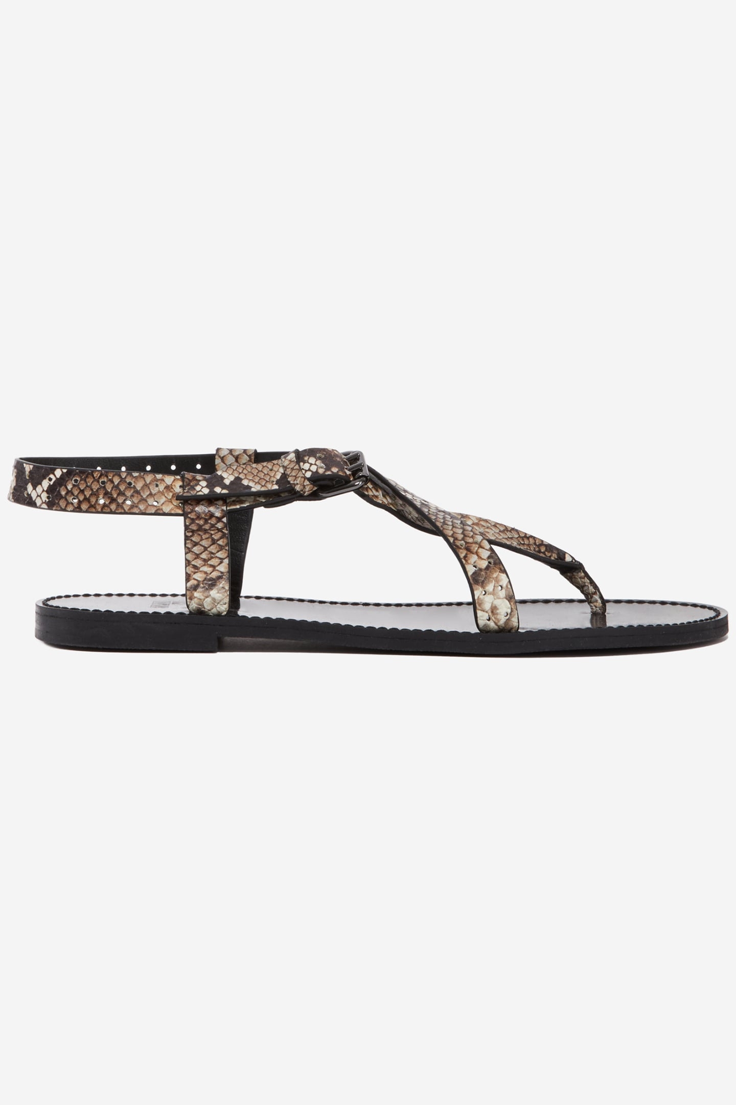 SANDALS WITH PERFORATED STRAPS BEIGE-BROWN 1