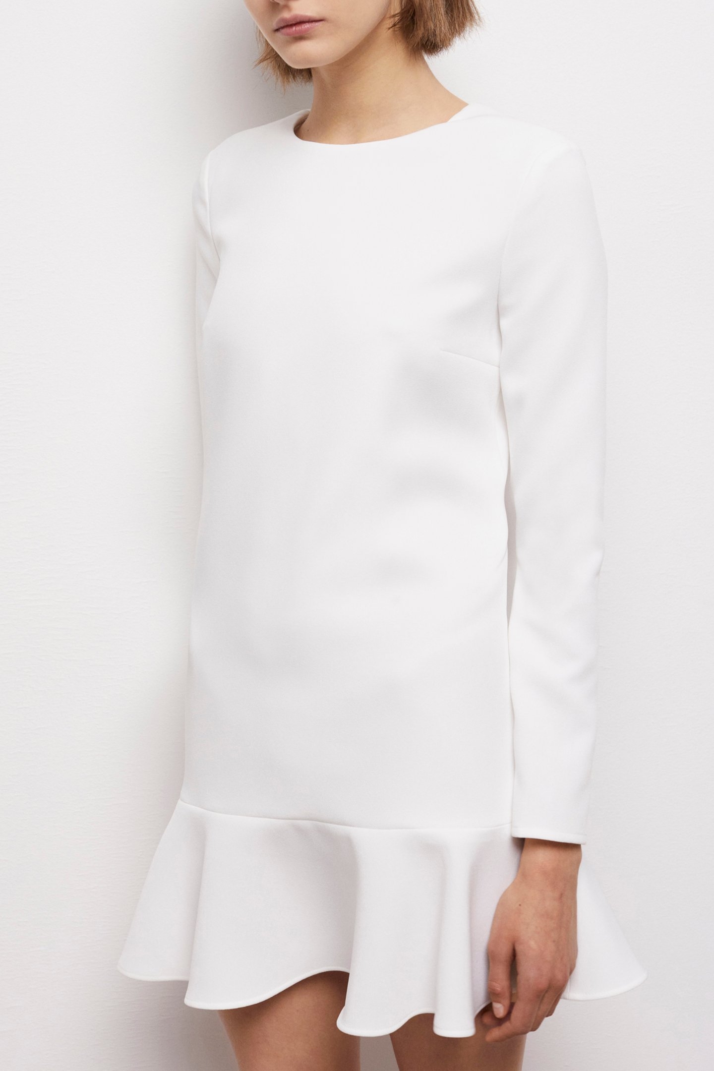 LONG-SLEEVED DRESS WITH FRILLS WHITE 5