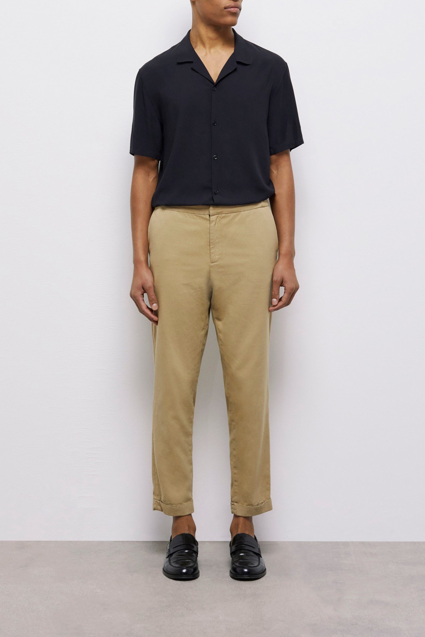 STRAIGHT PANTS WITH SEMI-ELASTICATED WAISTBAND BEIGE 1