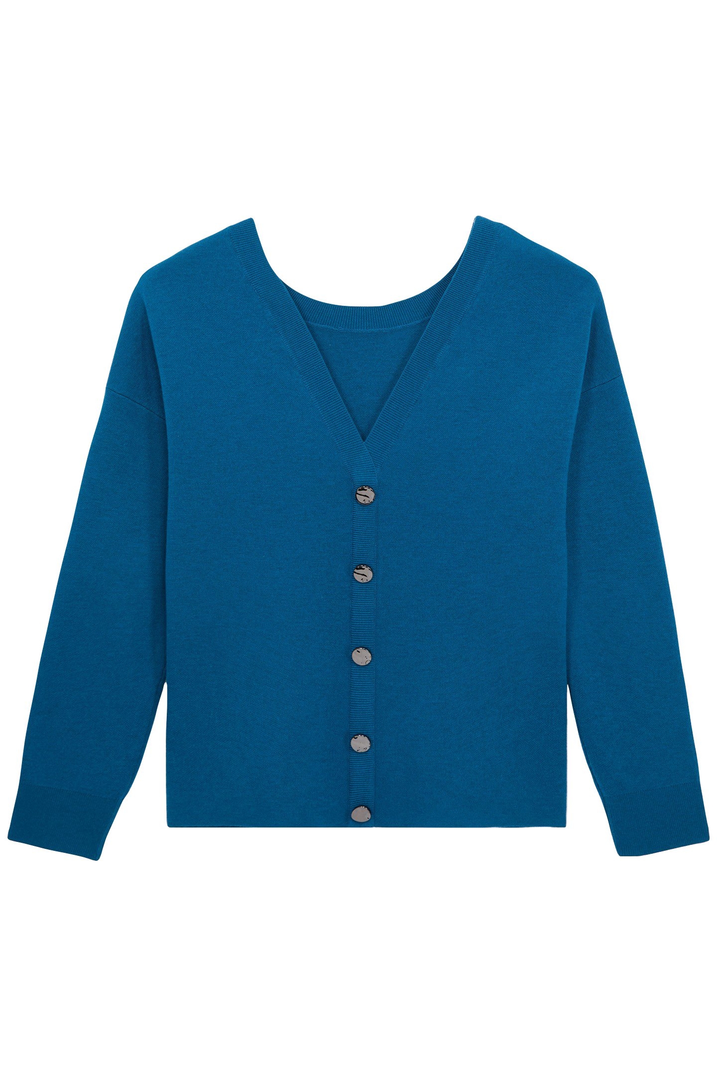 SWEATER WITH FAKE BUTTONS ON THE BACK MEDIUM BLUE 4