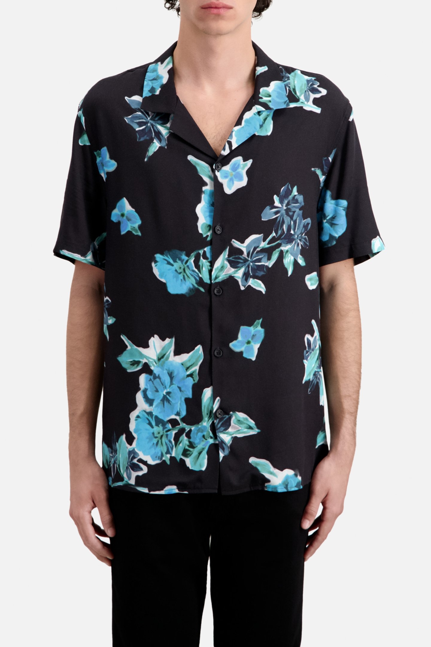 SHORT SLEEVE SHIRT WITH CLASSIC COLLAR BLACK BLUE 1