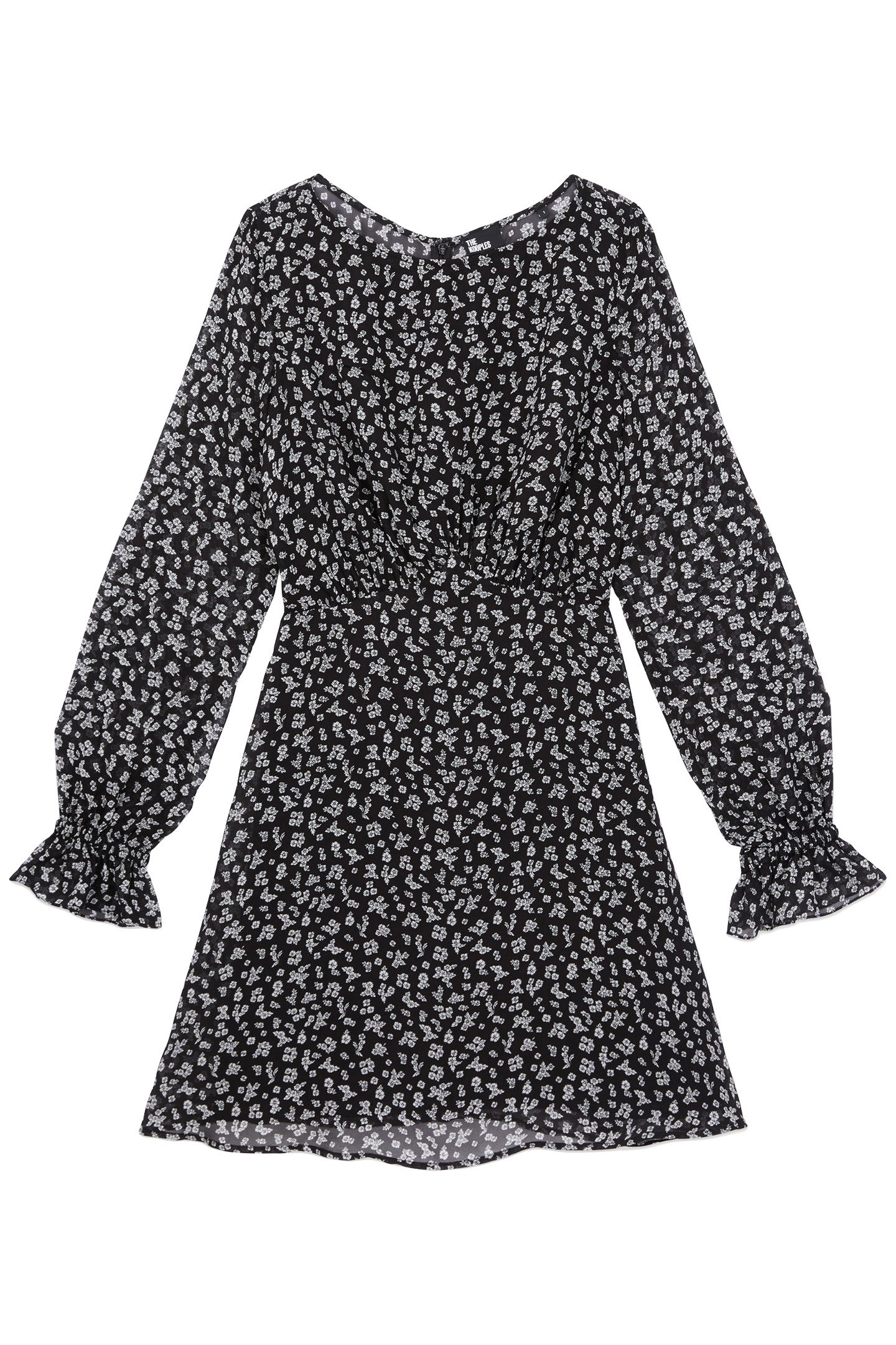 SHORT DRESS WITH LONG SLEEVES BLACK-ECRU 4