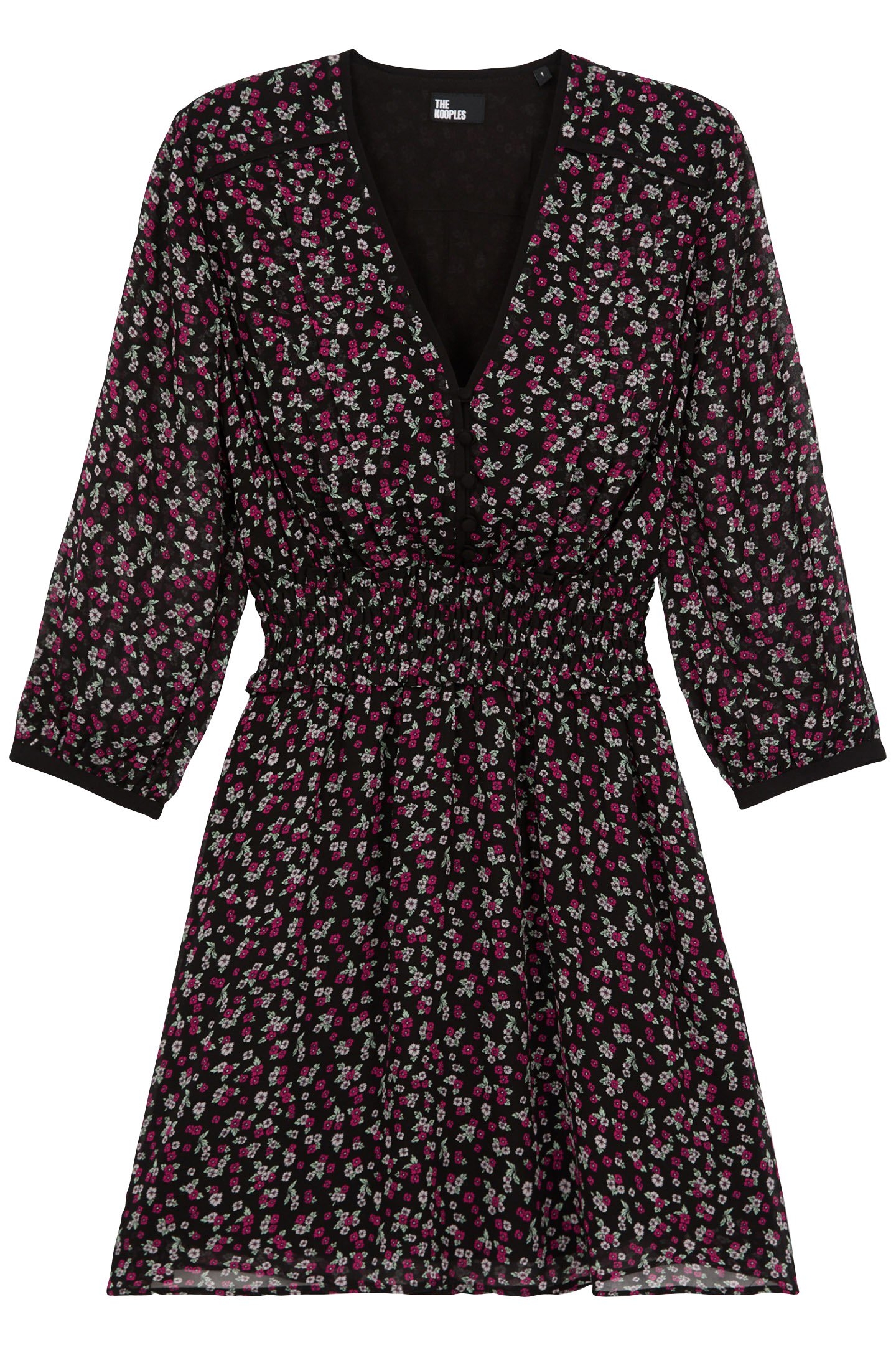 SHORT DRESS WITH 3/4 SLEEVES BLACK/PINK 4