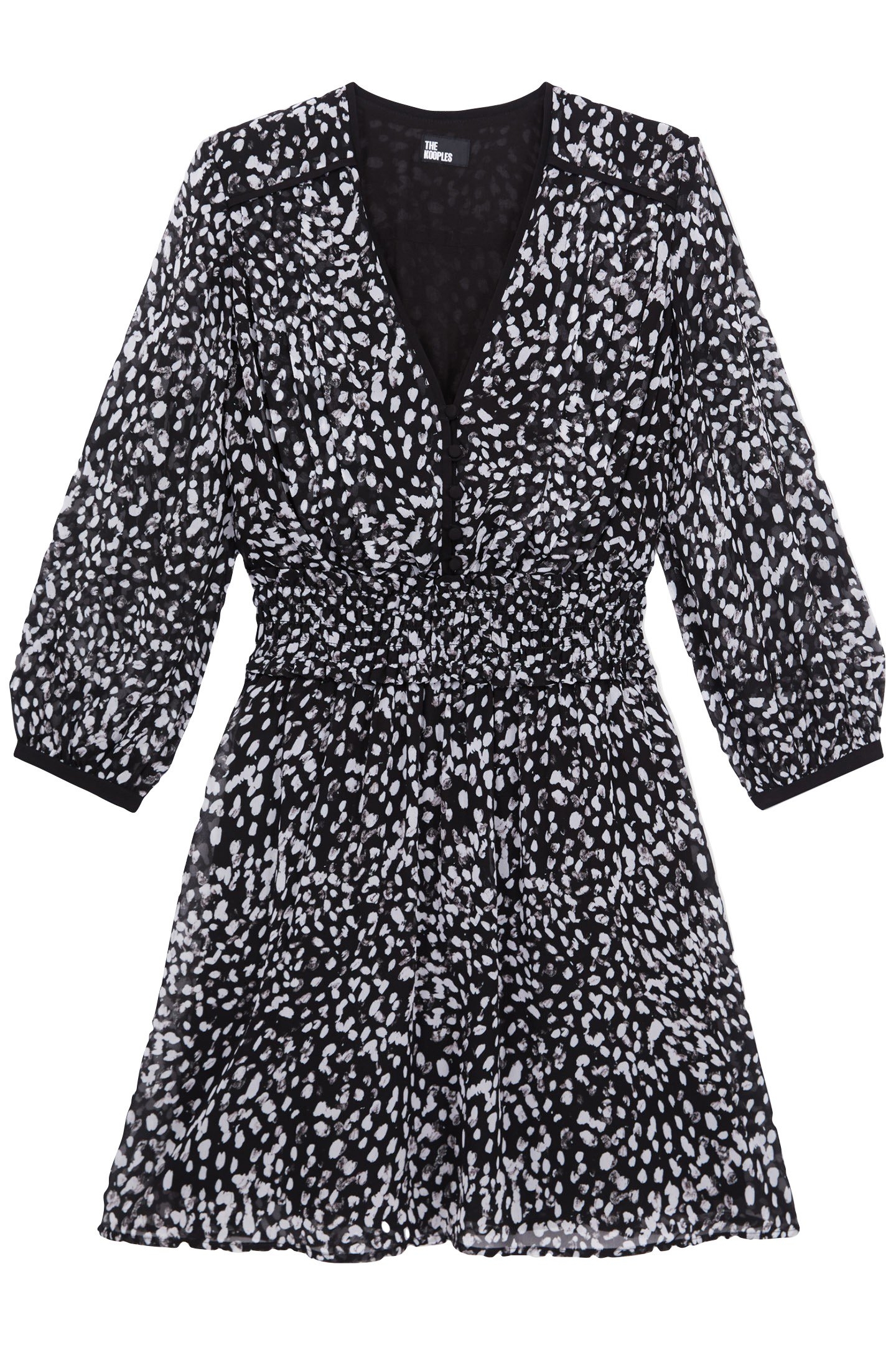 SHORT DRESS WITH 3/4 SLEEVES BLACK WHITE 4