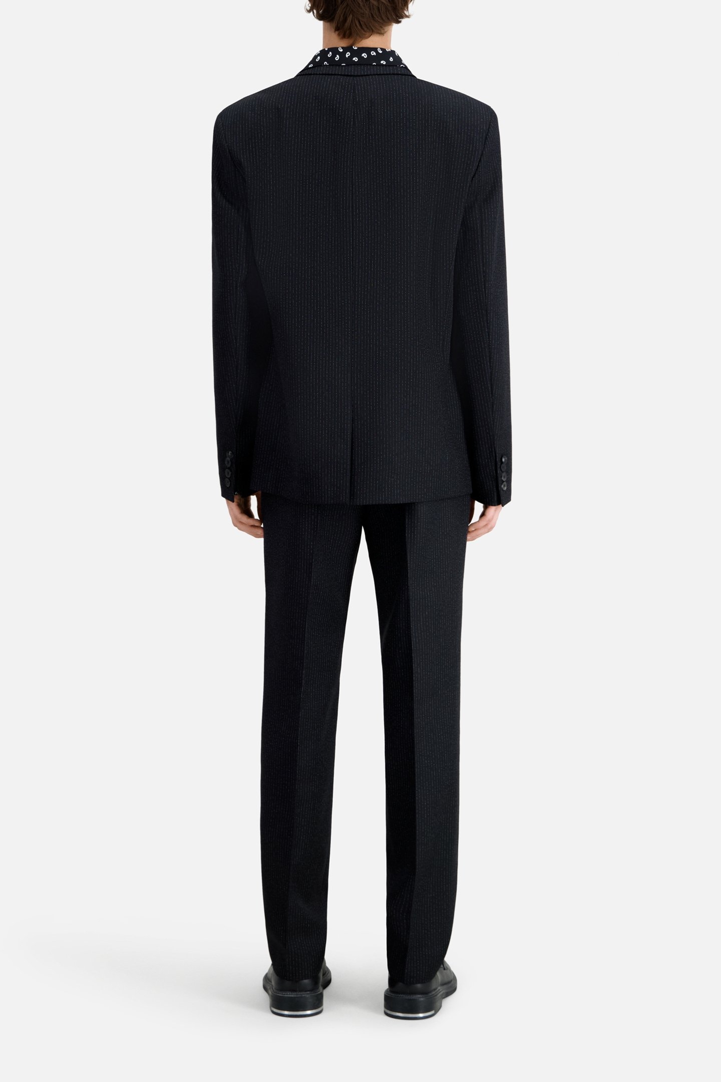 STRAIGHT-FIT STRIPED SUIT JACKET BLACK-ECRU 3