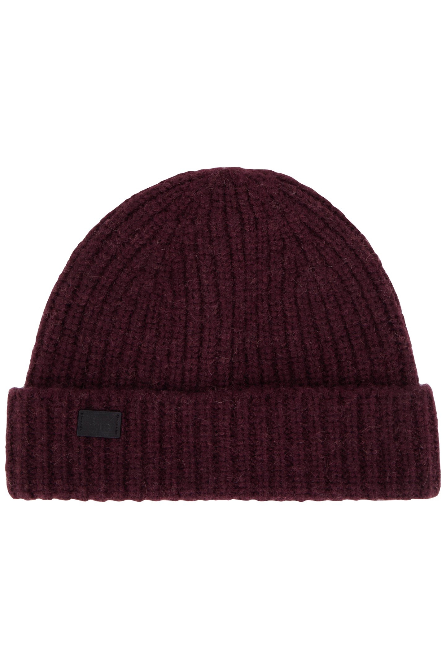 ALPACA WOOL HAT WITH LEATHER PATCH BURGUNDY 1