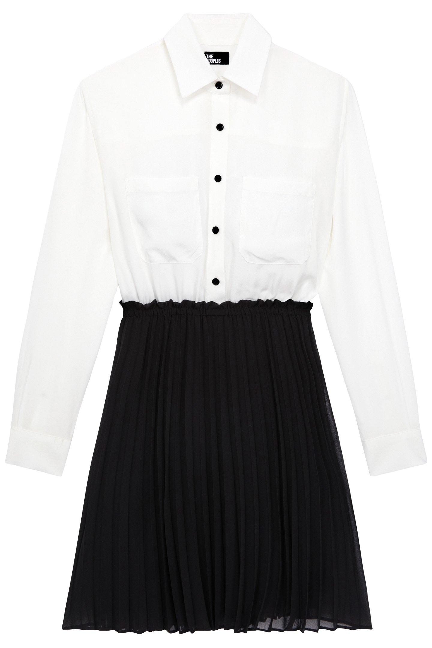 DRESS TOP SHIRT BOTTOM PLEATED SKIRT BLACK WHITE 4