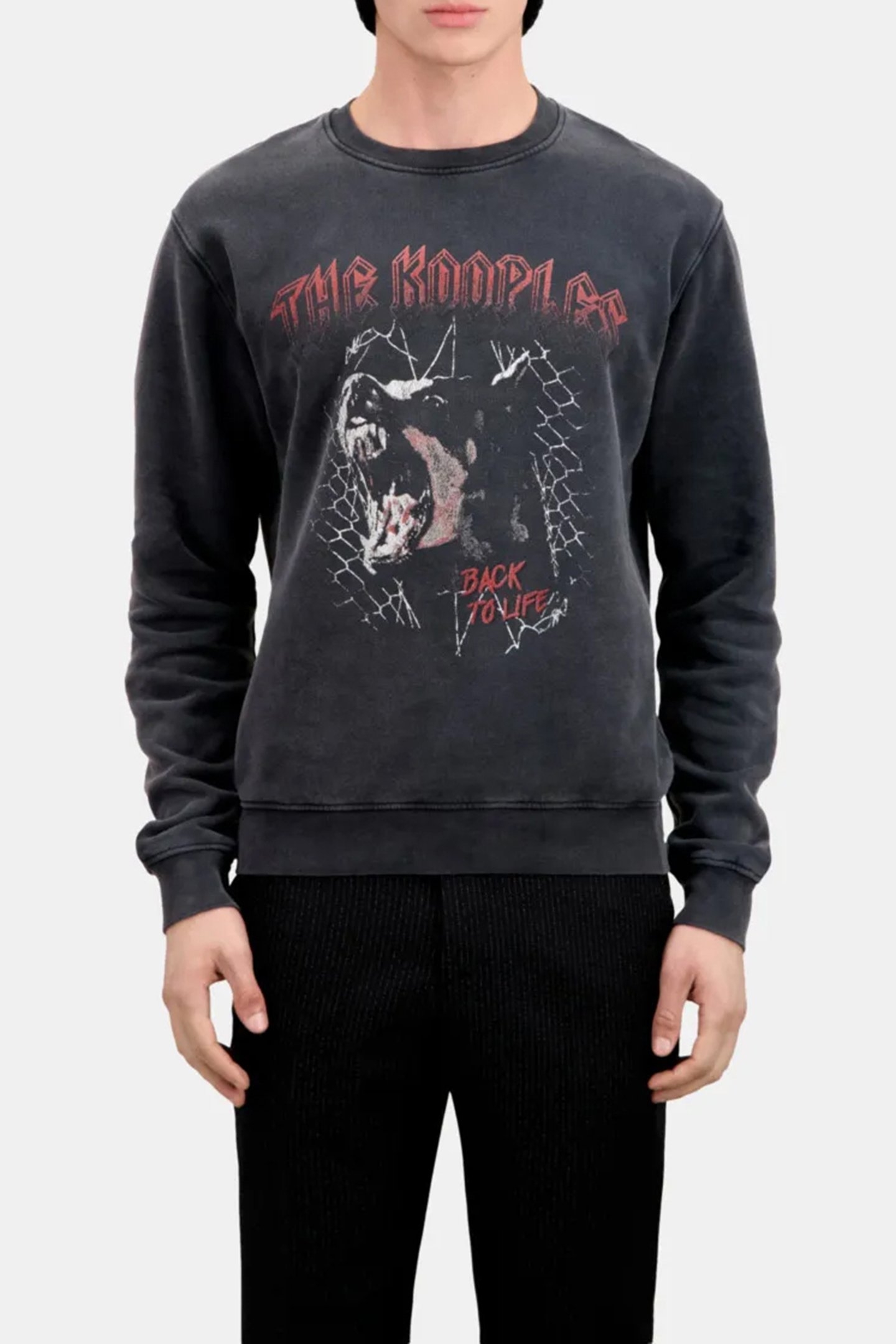 SWEATSHIRT WITH DOBERMAN PRINT BLACK WASHED 1
