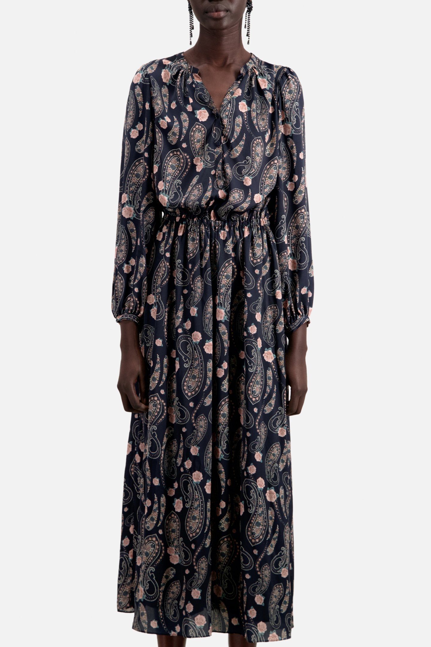 LONG DRESS WITH LONG SLEEVES BLACK/PINK 1