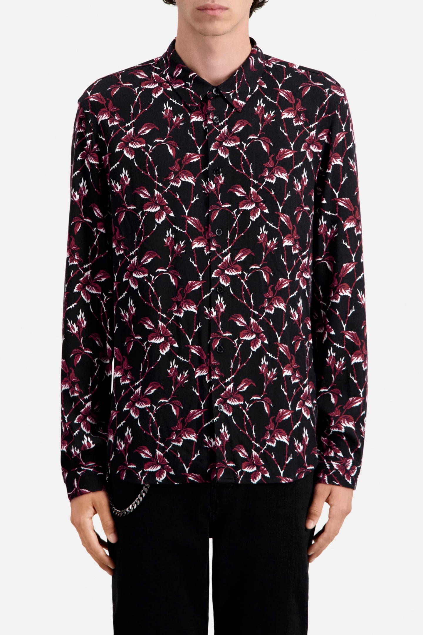 LONG SLEEVE SHIRT BLACK-BURGUNDY 1