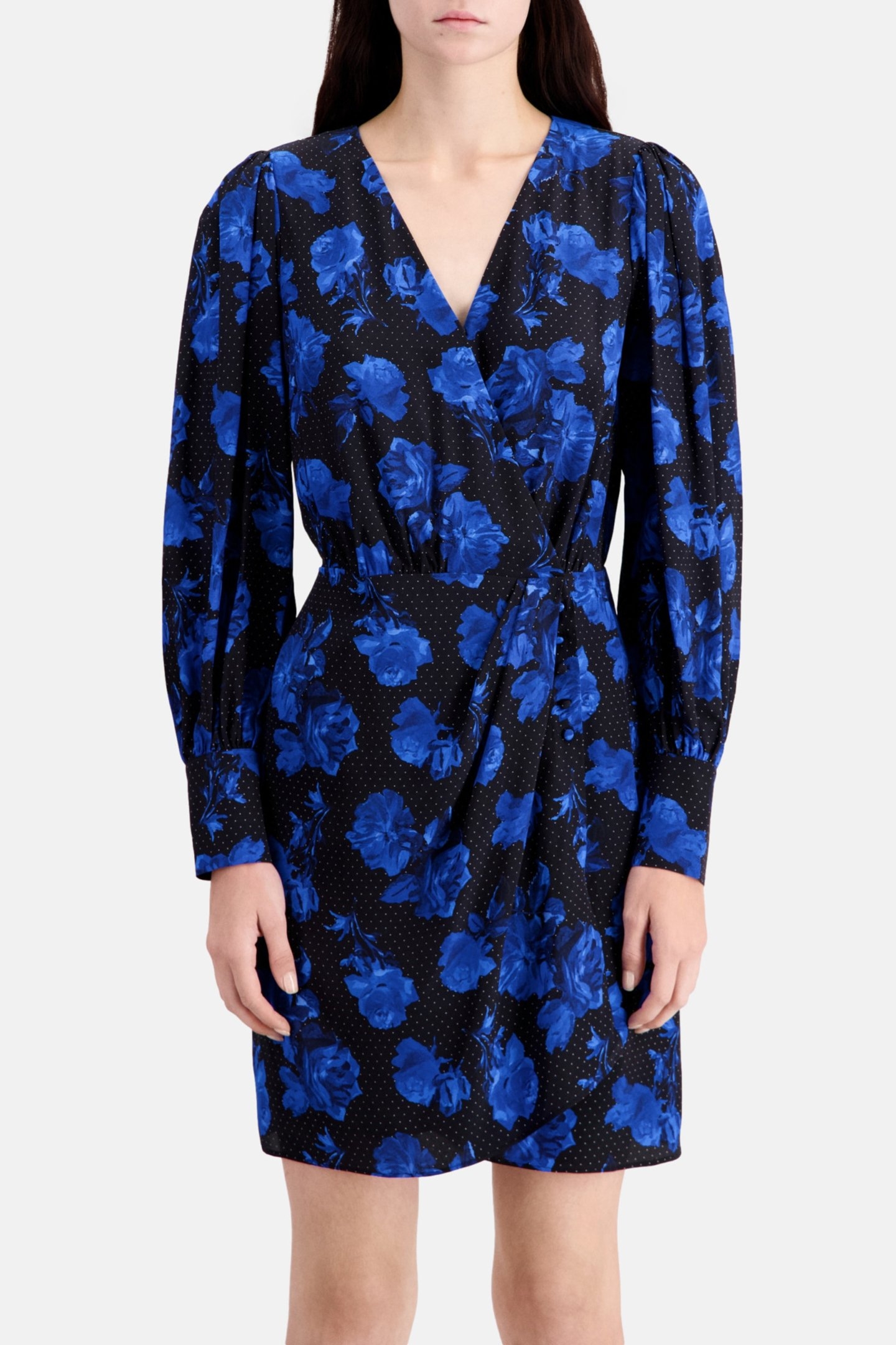SHORT WRAP DRESS BLACK BLUE 1