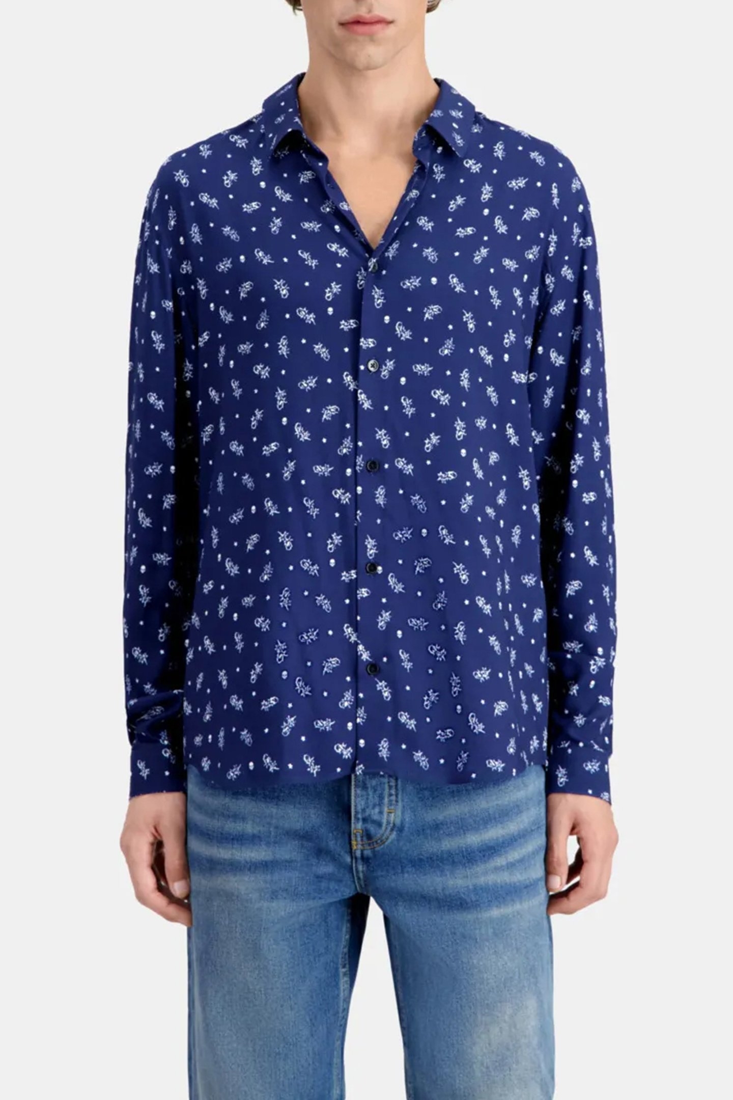 LONG SLEEVE SHIRT WHITE/NAVY 1