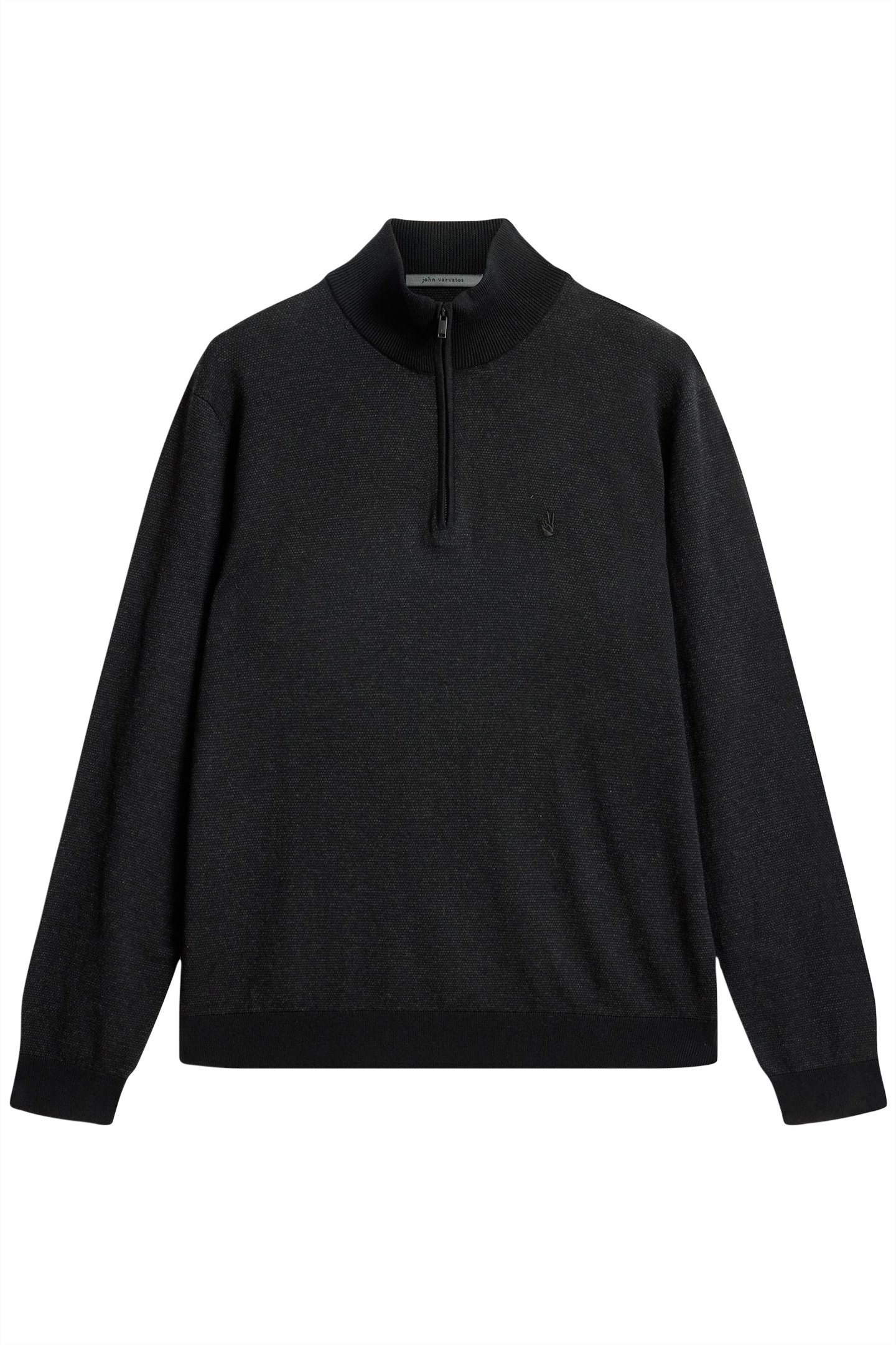GRAND BIRDSEYE HALF ZIP IN CTN CASH BLACK 2