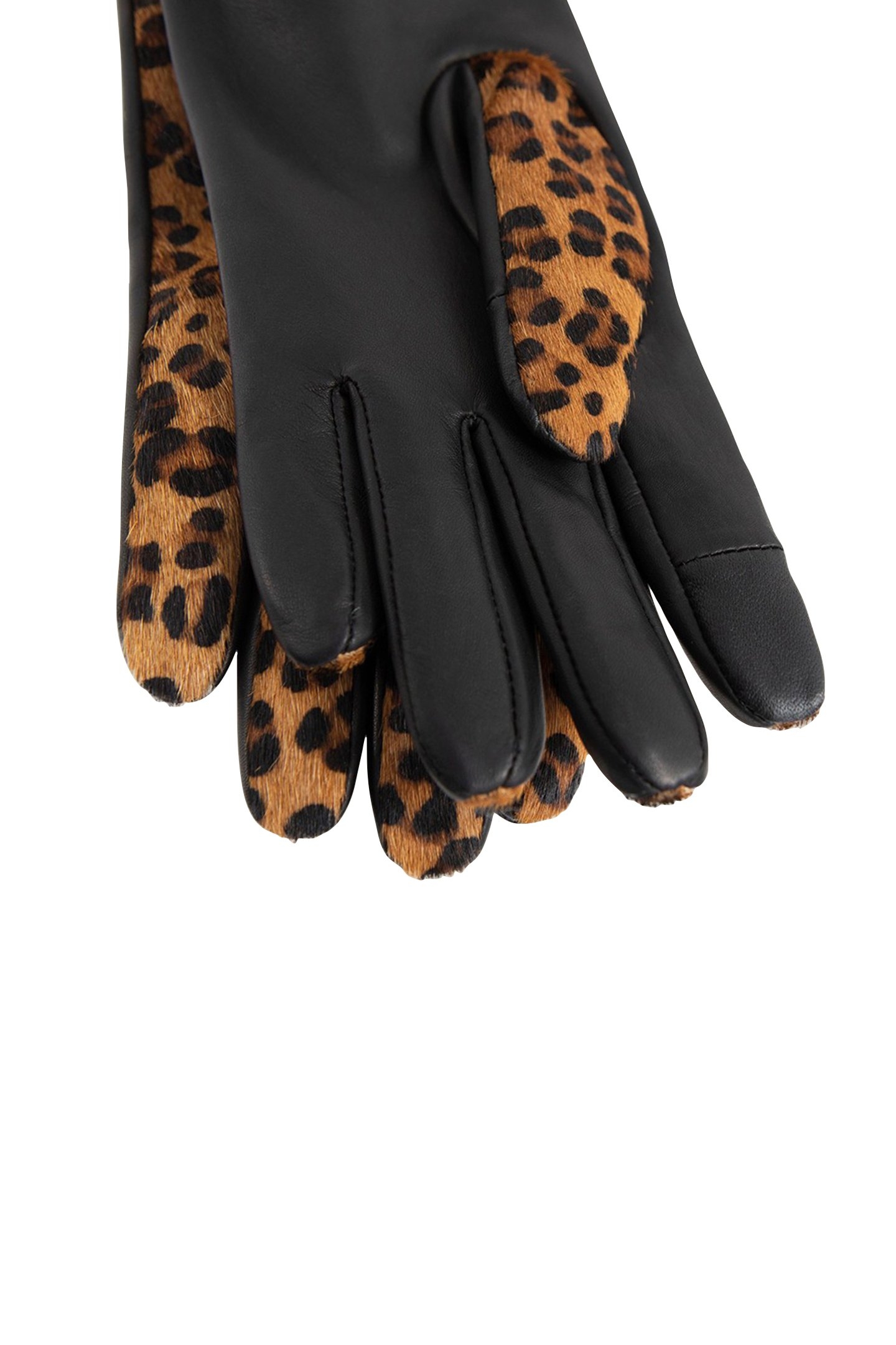ASTRIO - TOFFEE LEATHER GLOVES WITH FOAL EFFECT AND LEOPARD 5