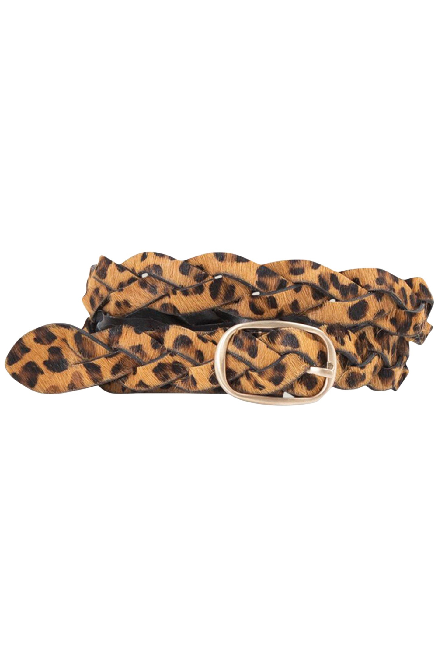 ALMA - BRAIDED LEATHER BELT WITH FOAL EFFECT AND LEOPARD PRI 1