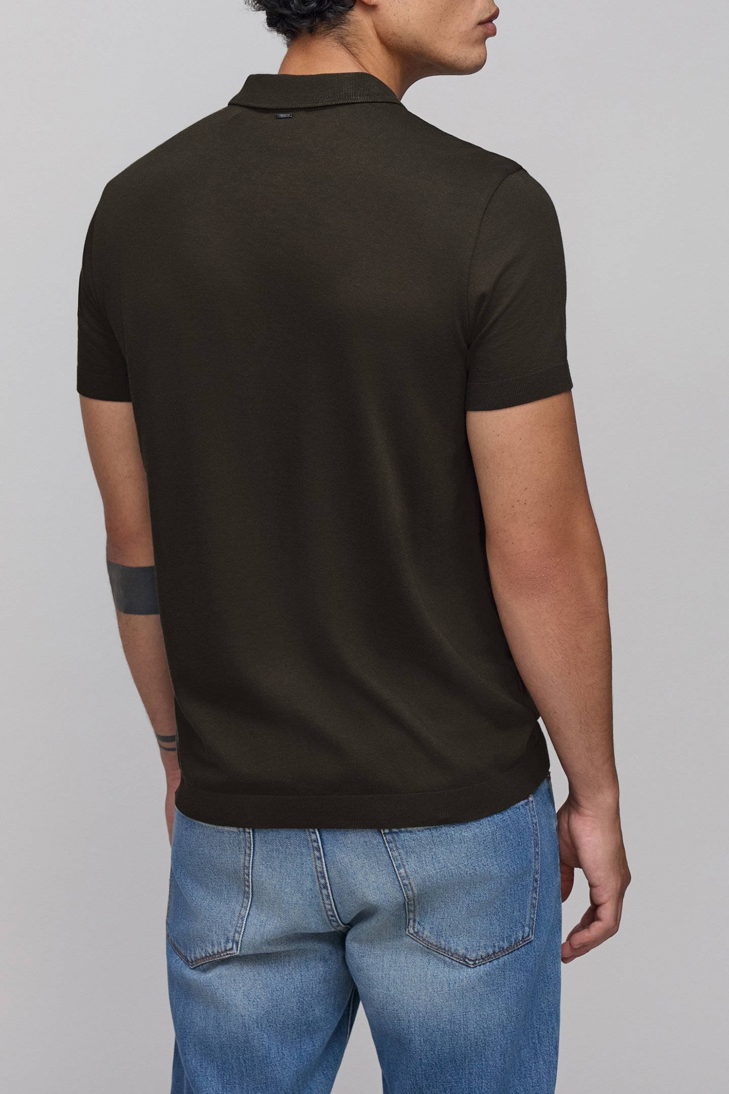 POLO DARK KHAKI COTTON MODAL HOMME 2