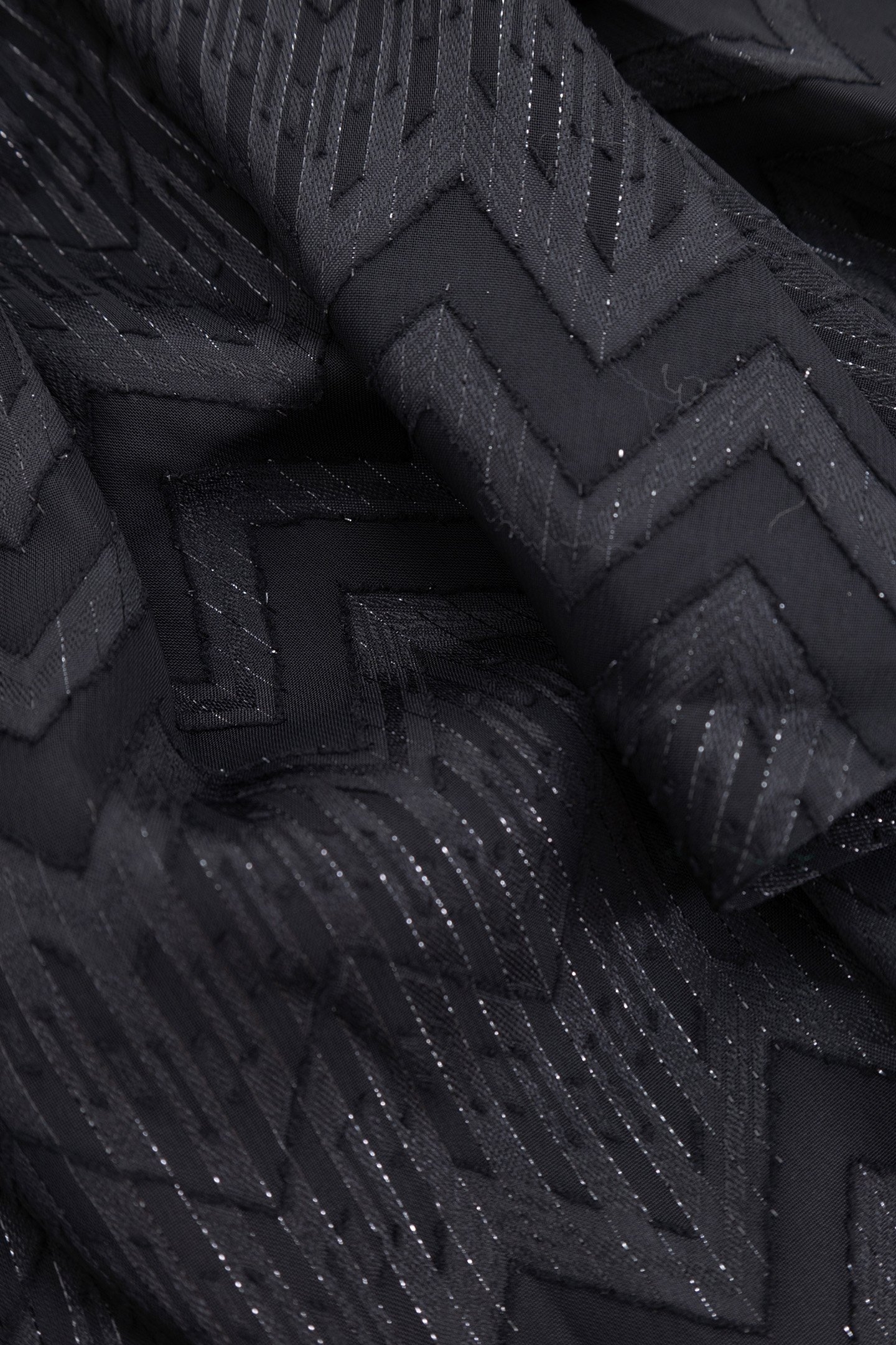 SHORT BLACK HERRINGBONE JACQUARD VOILE SKIRT 8