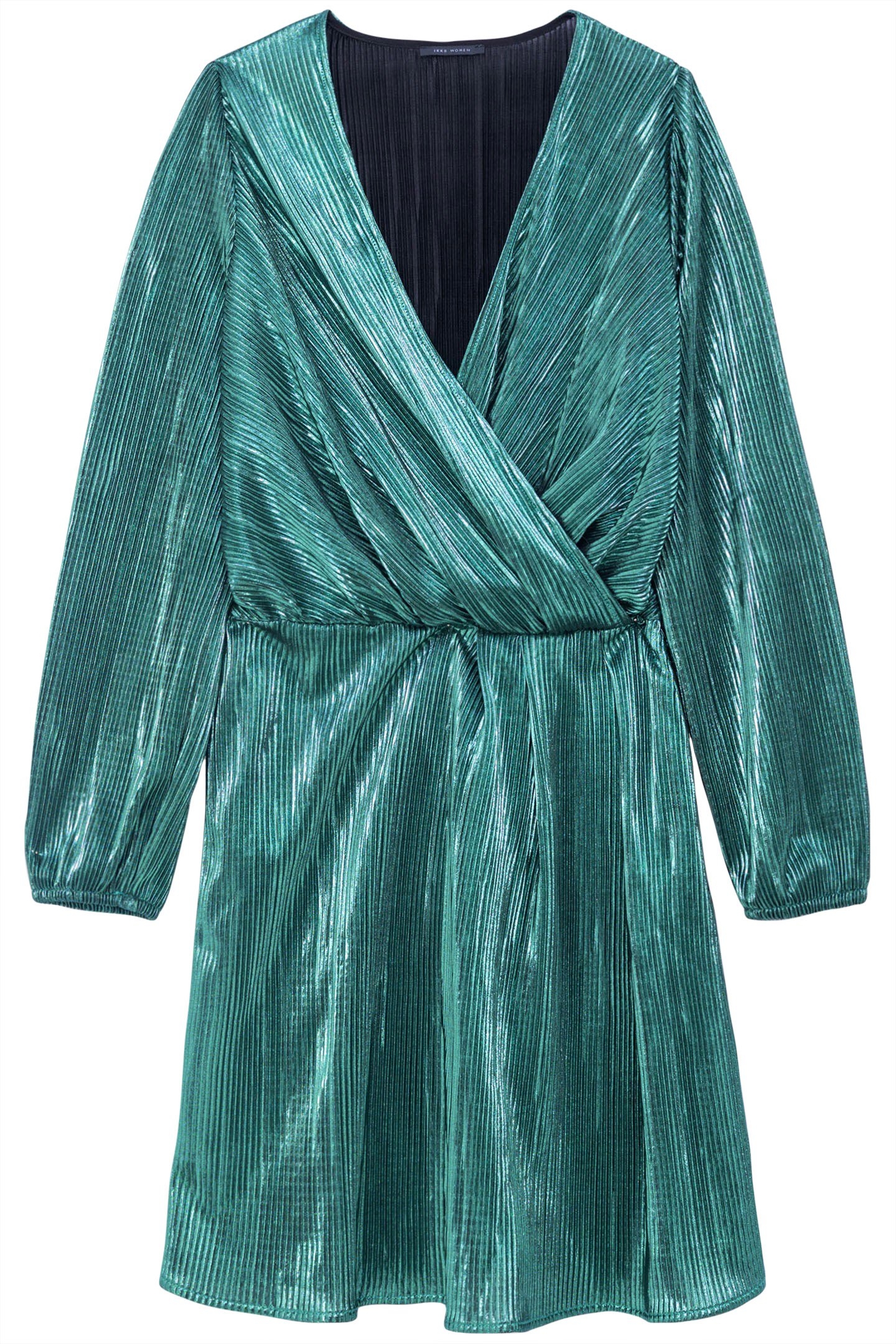 METALLIC EMERALD PLEATED DRESS 4