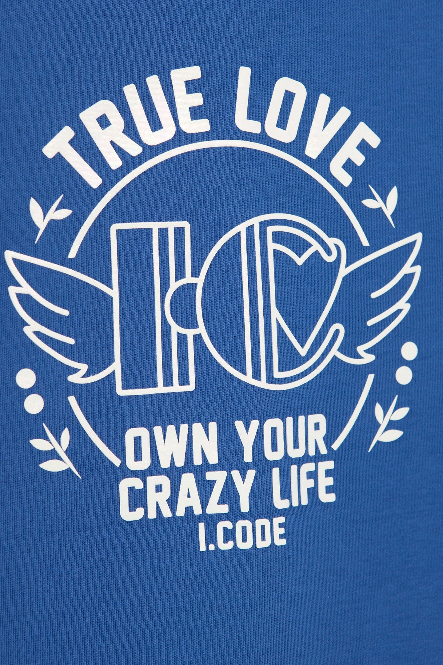 SKY BLUE T-SHIRT WITH IRIDESCENT SLOGAN 6