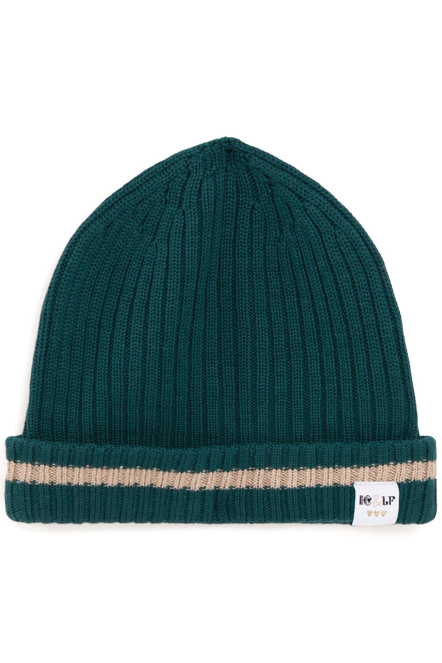 LAFRANÇAISE MIDNIGHT GREEN RIBBED KNIT BEANIE 1
