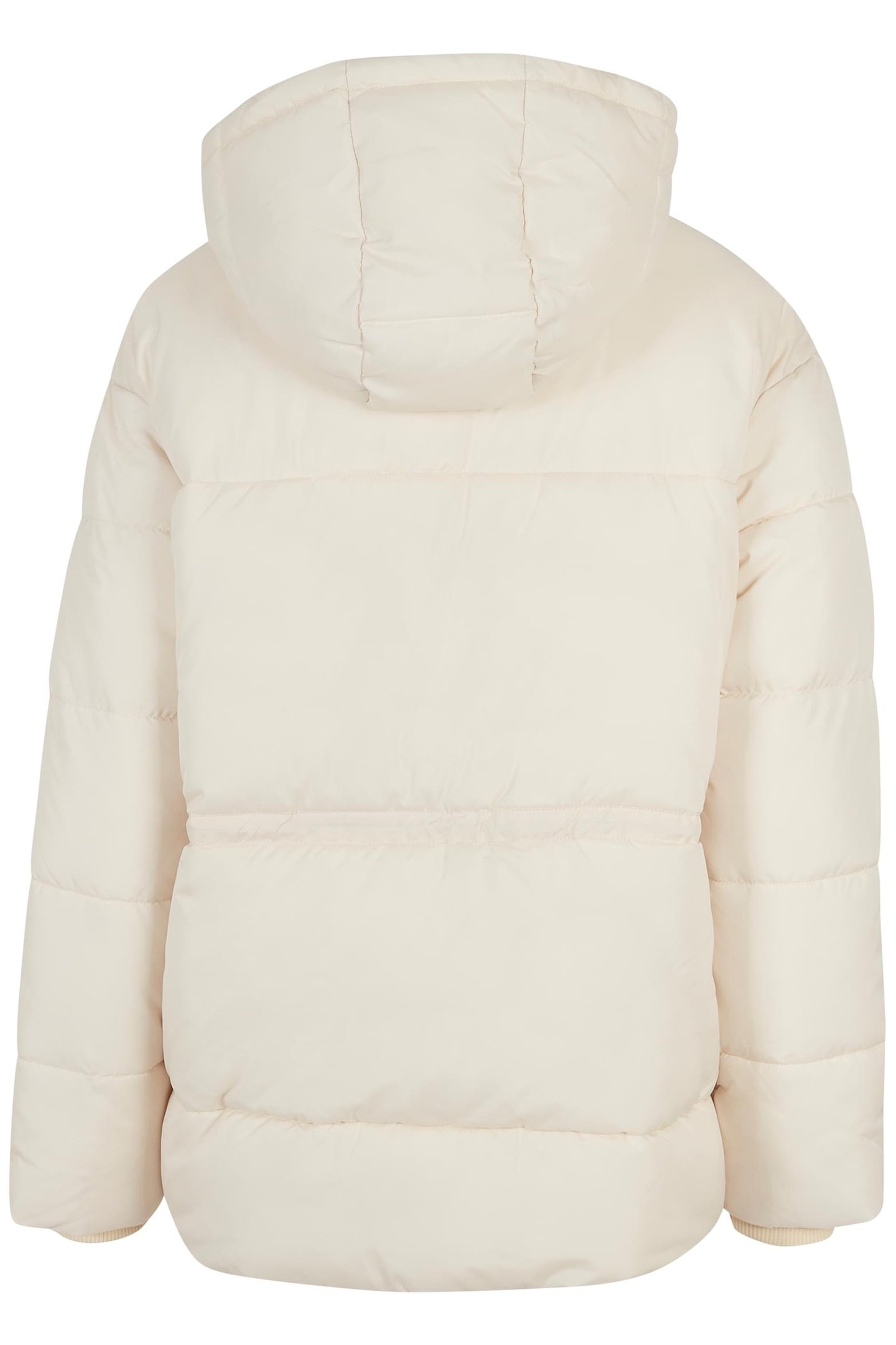 LADIES WAISTED PUFFER JACKET WHITE SAND 2