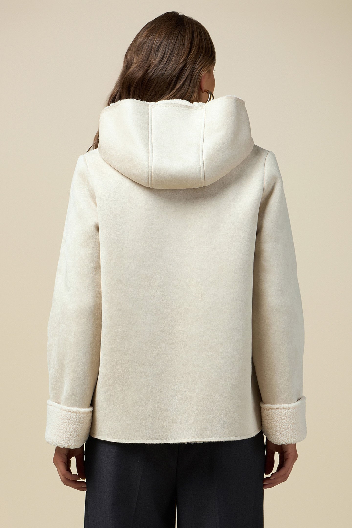 HOODED FAUX SHEEPSKIN JACKET WHITE 2