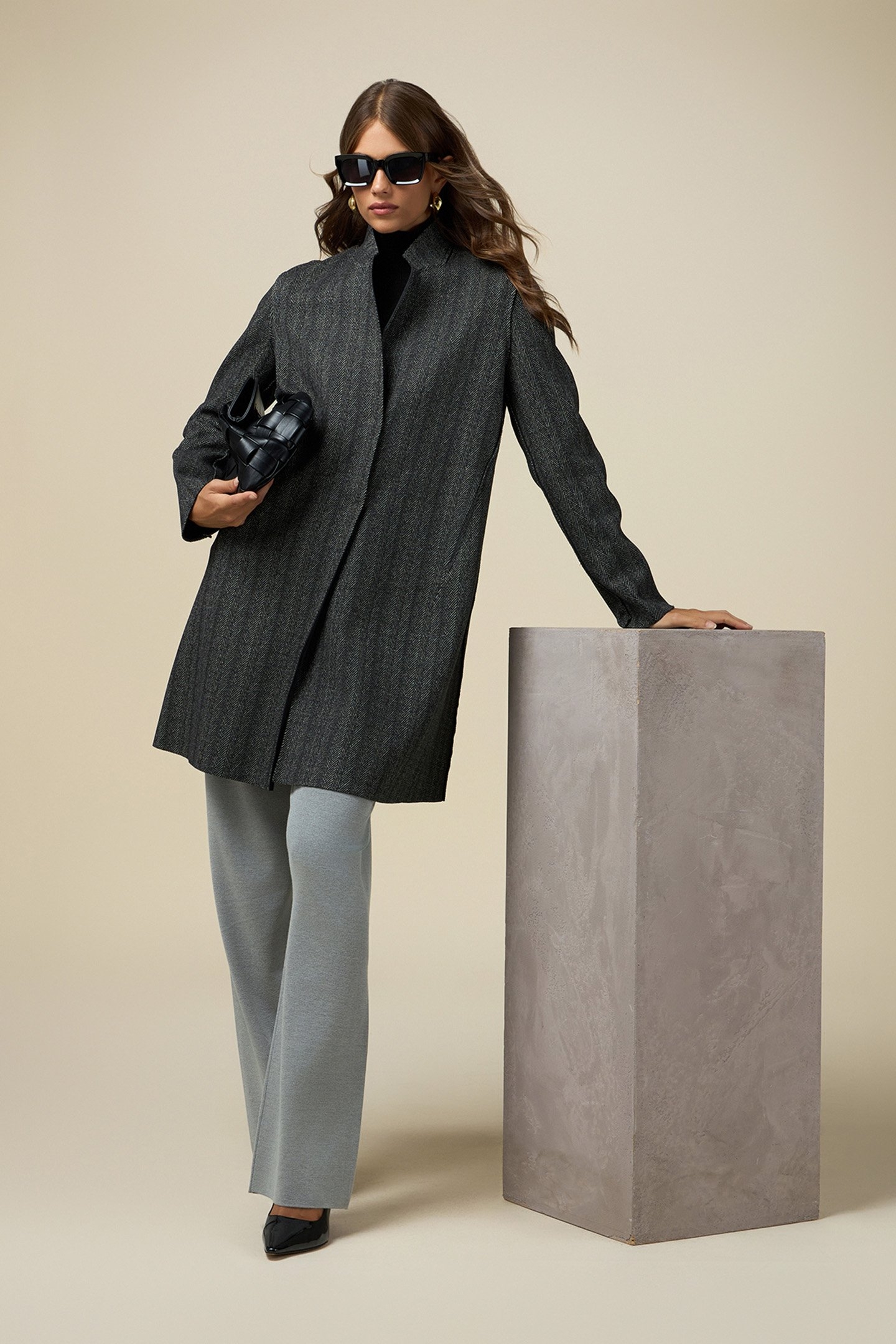 DOUBLE FABRIC MID-LENGTH COAT GREY 5