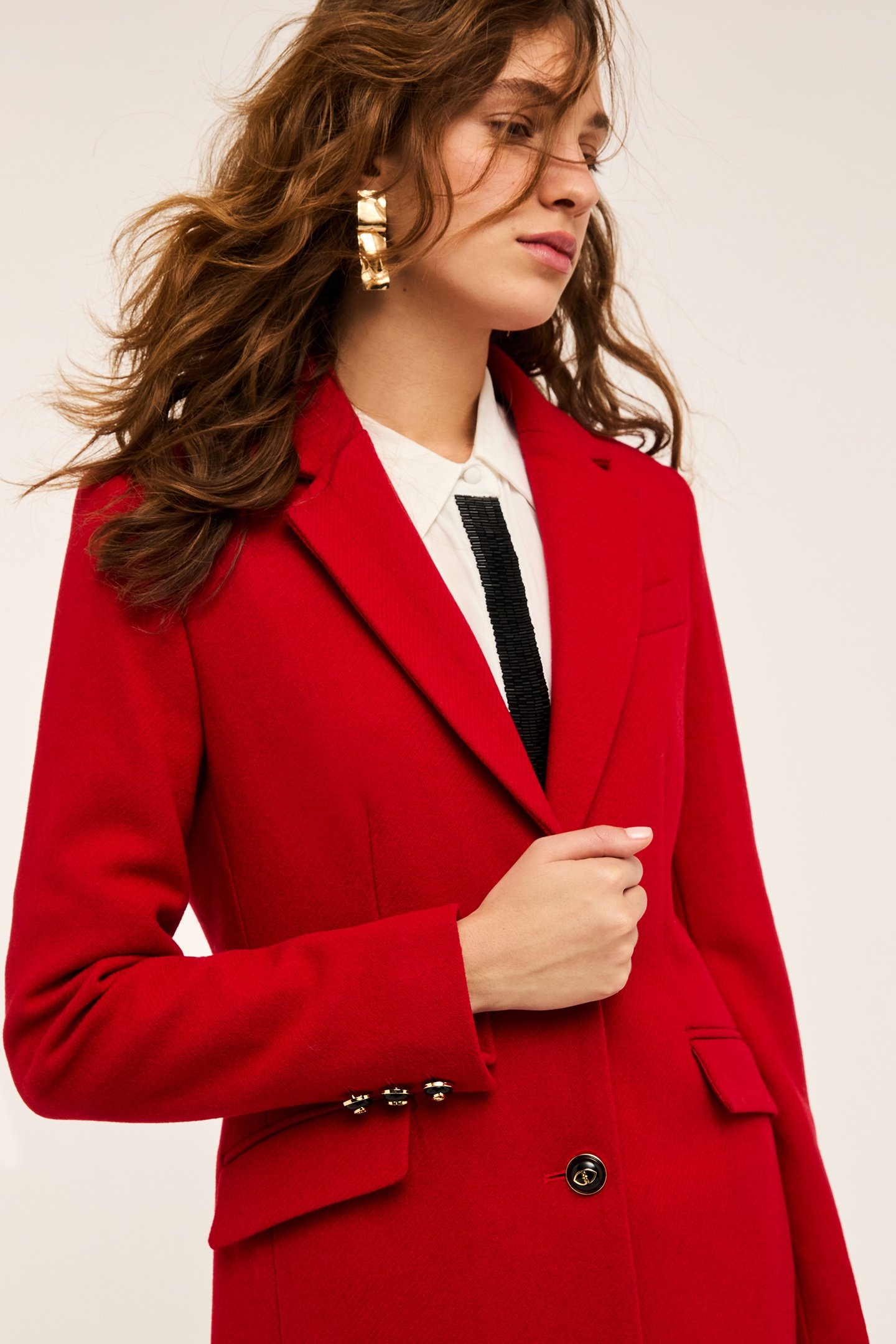 SINGLE-BREASTED WOOL BLEND CLOTH COAT RED 5