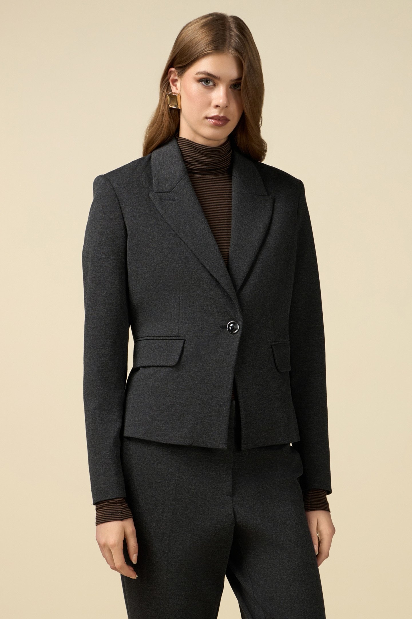 MILANO KNIT FABRIC BLAZER GREY 1