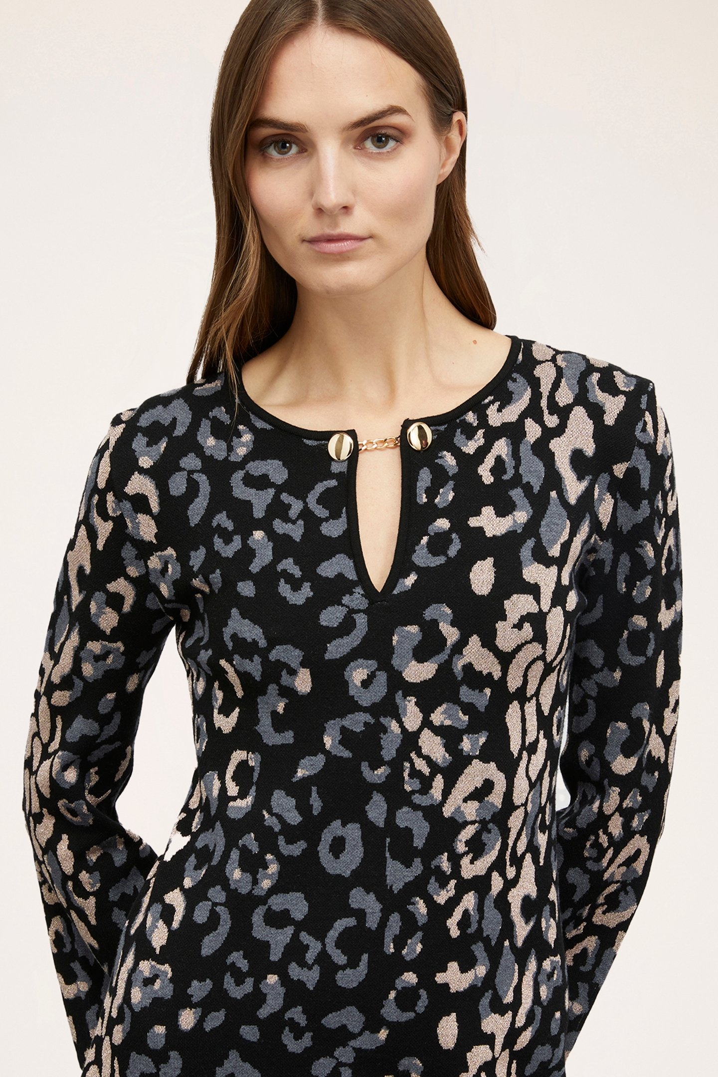 FLARED LUREX JACQUARD KNIT DRESS BLACK 5