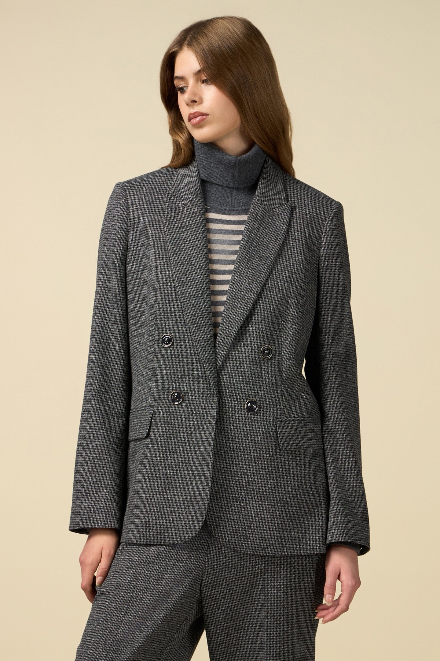 MICRO HOUNDSTOOTH BLAZER GREY 1