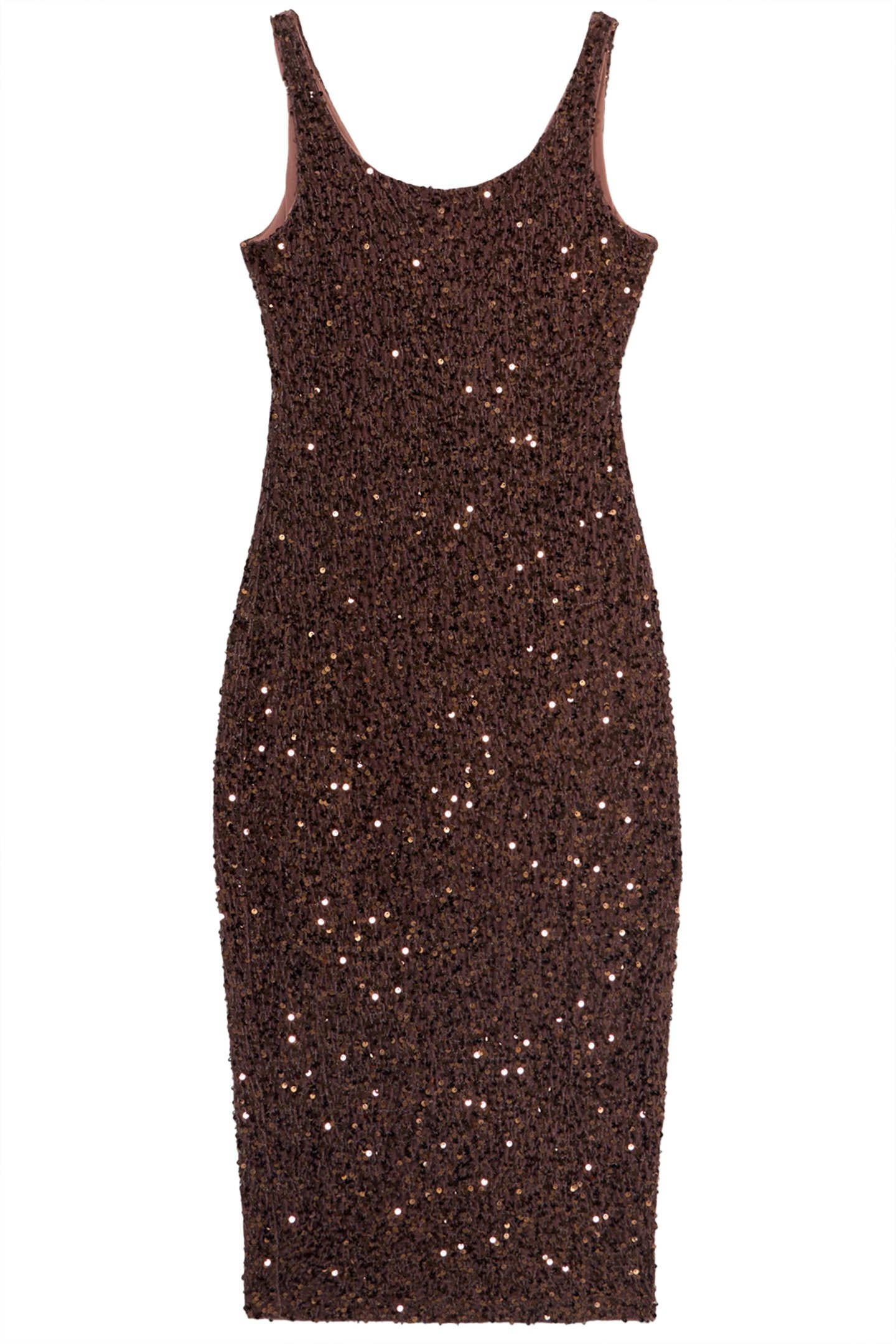 VELVET AND SEQUIN DRESS BROWN 3