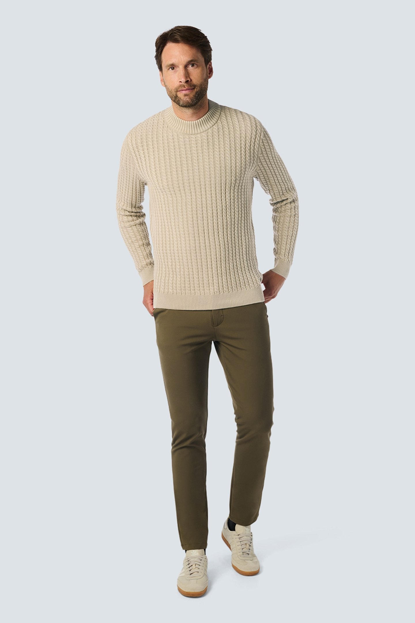 PULLOVER CREWNECK CABLE JACQUARD CEMENT 3