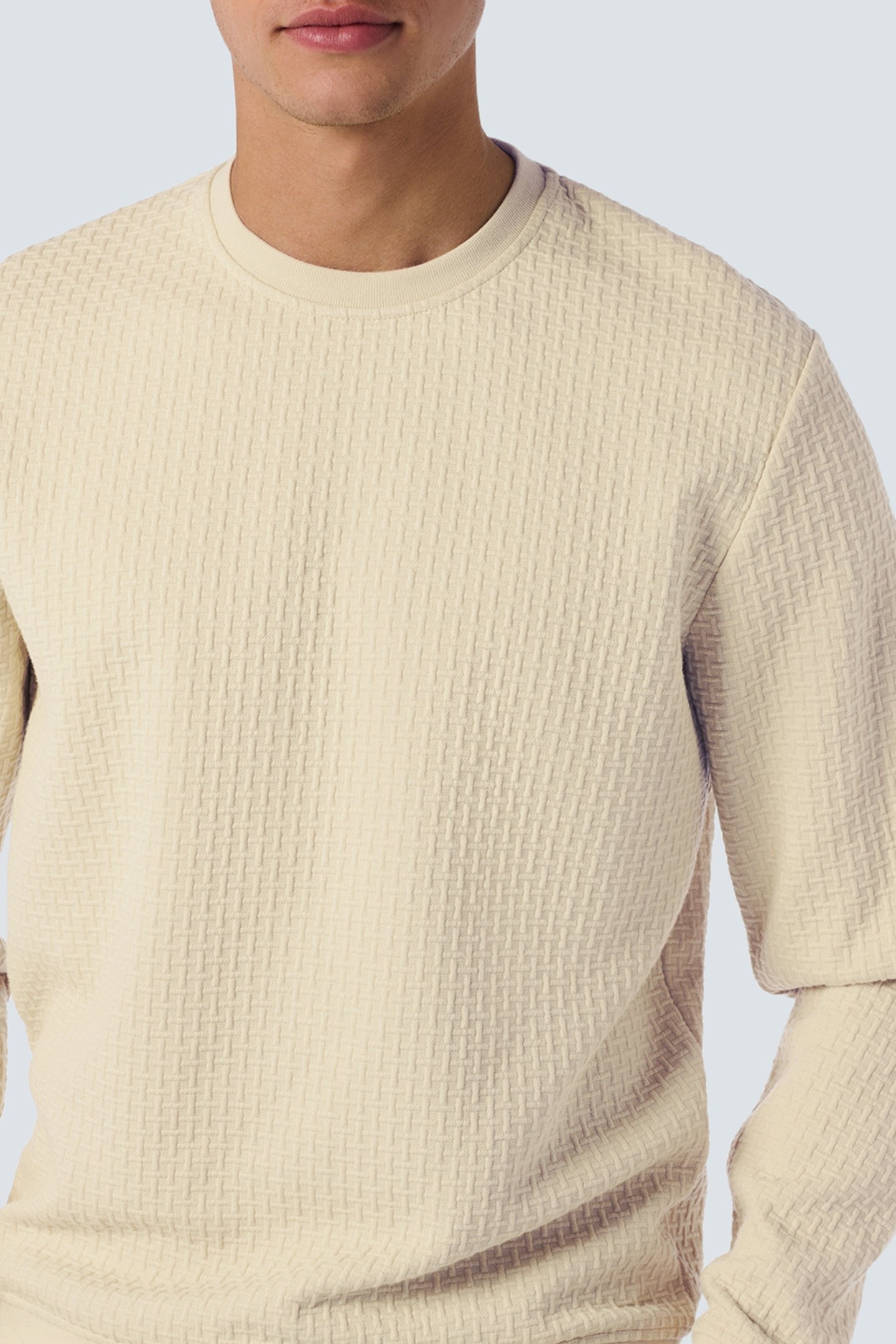 SWEATER CREWNECK DOUBLE LAYER JACQUARD STRETCH CEMENT 6