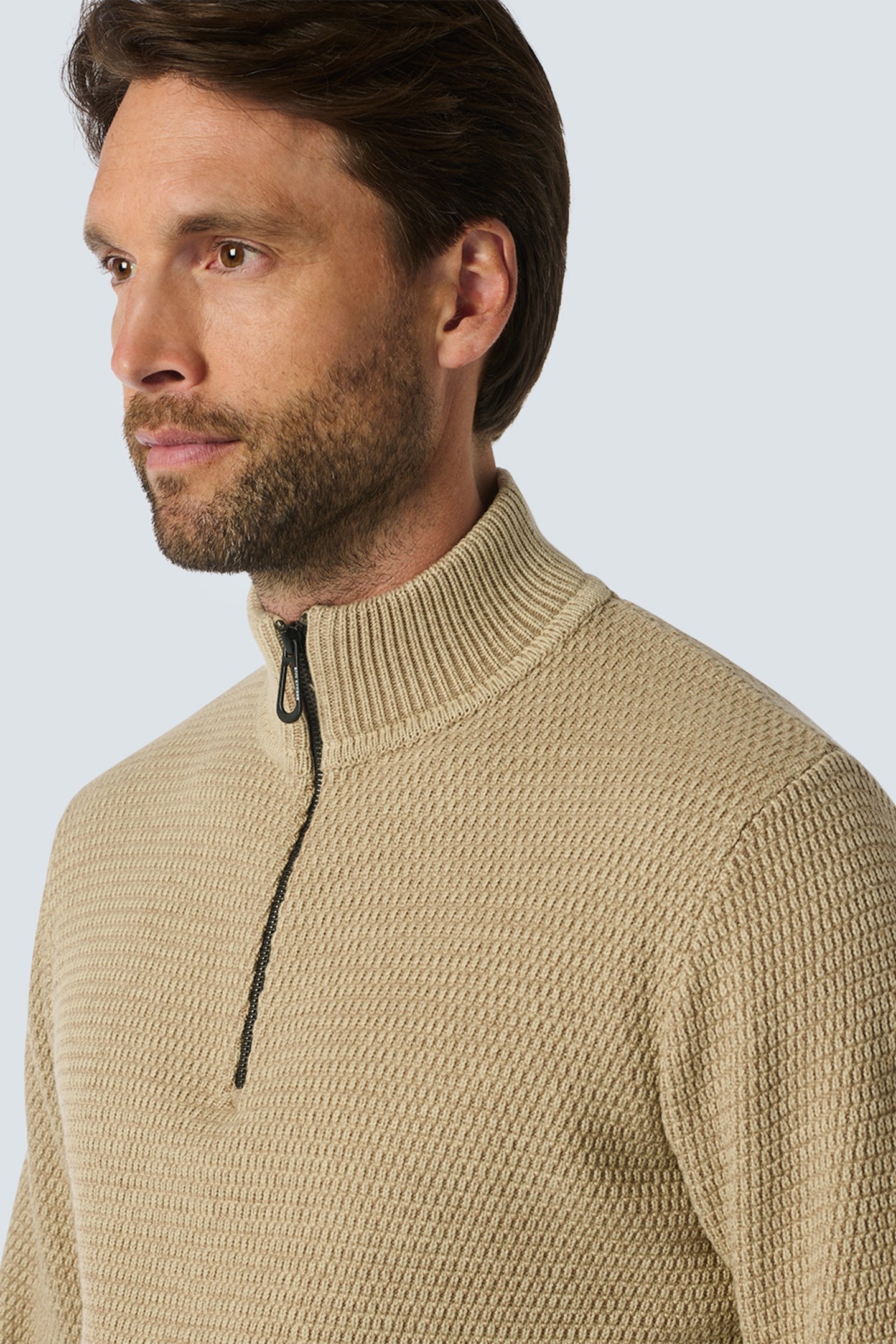 PULLOVER HALF ZIPPER 2 COLOURED MELANGE CEMENT 6