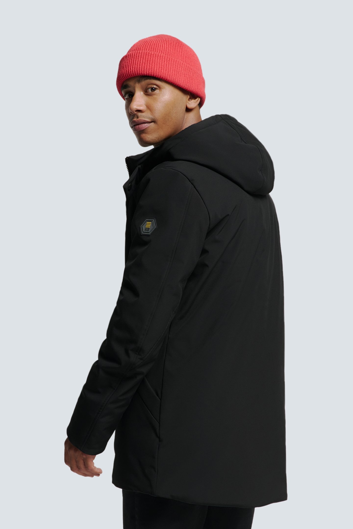 JACKET MEDIUM LONG FIT HOODED SOFTSHELL STRETCH BLACK 2