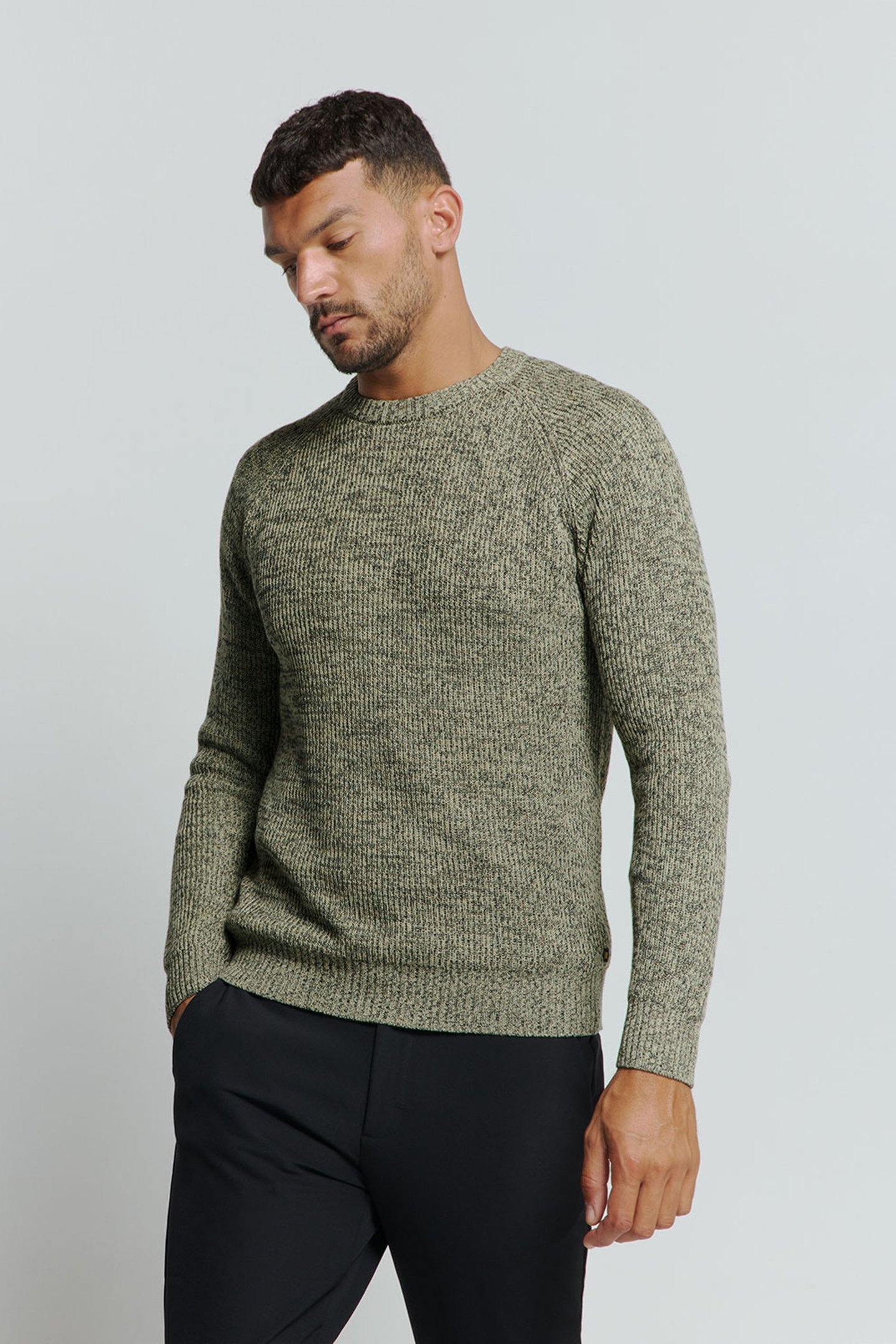 PULLOVER CREWNECK 3 COLOURED RIB SMOKE 1