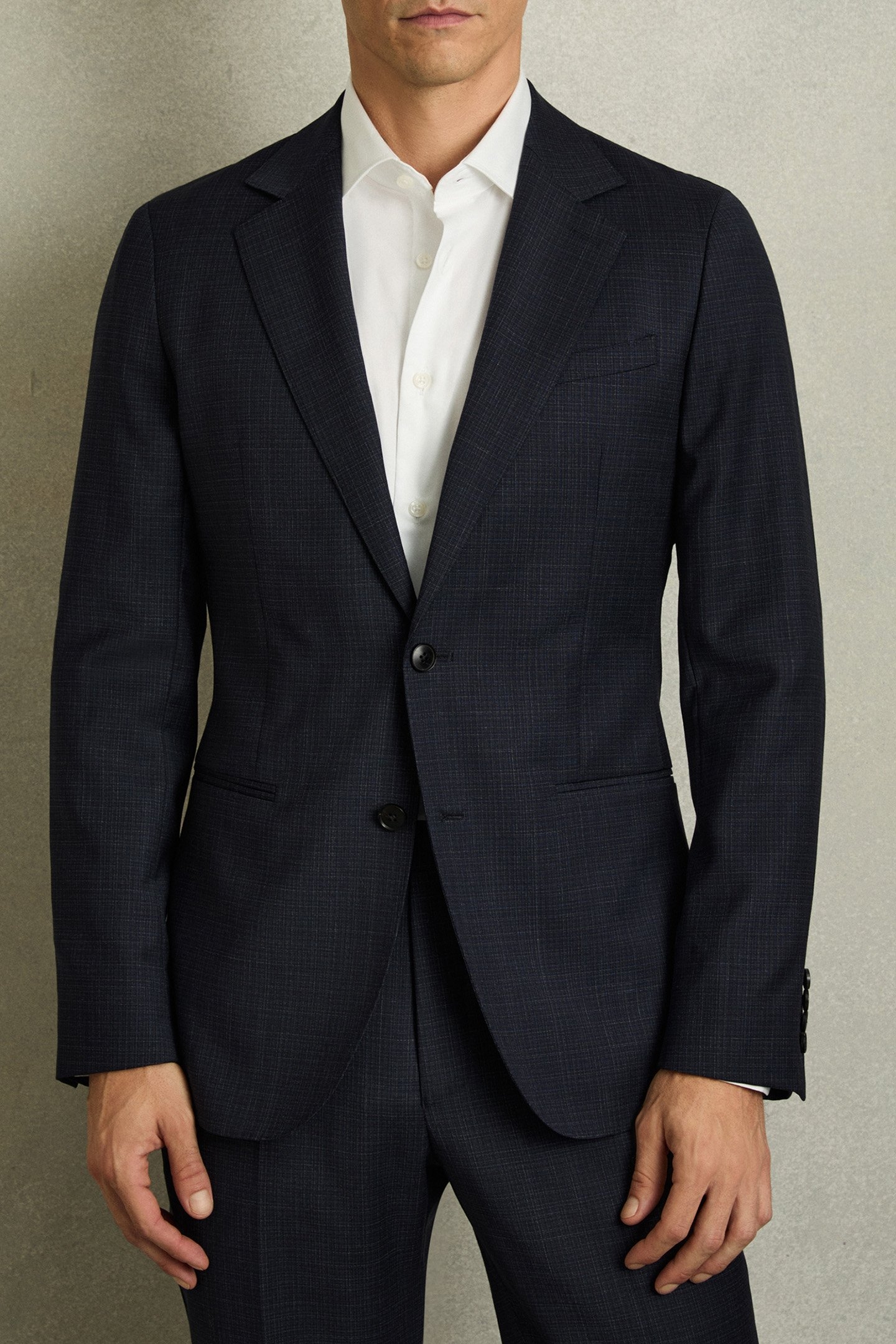 SB 2B NOTCH TEXTURED BLAZER NAVY 1