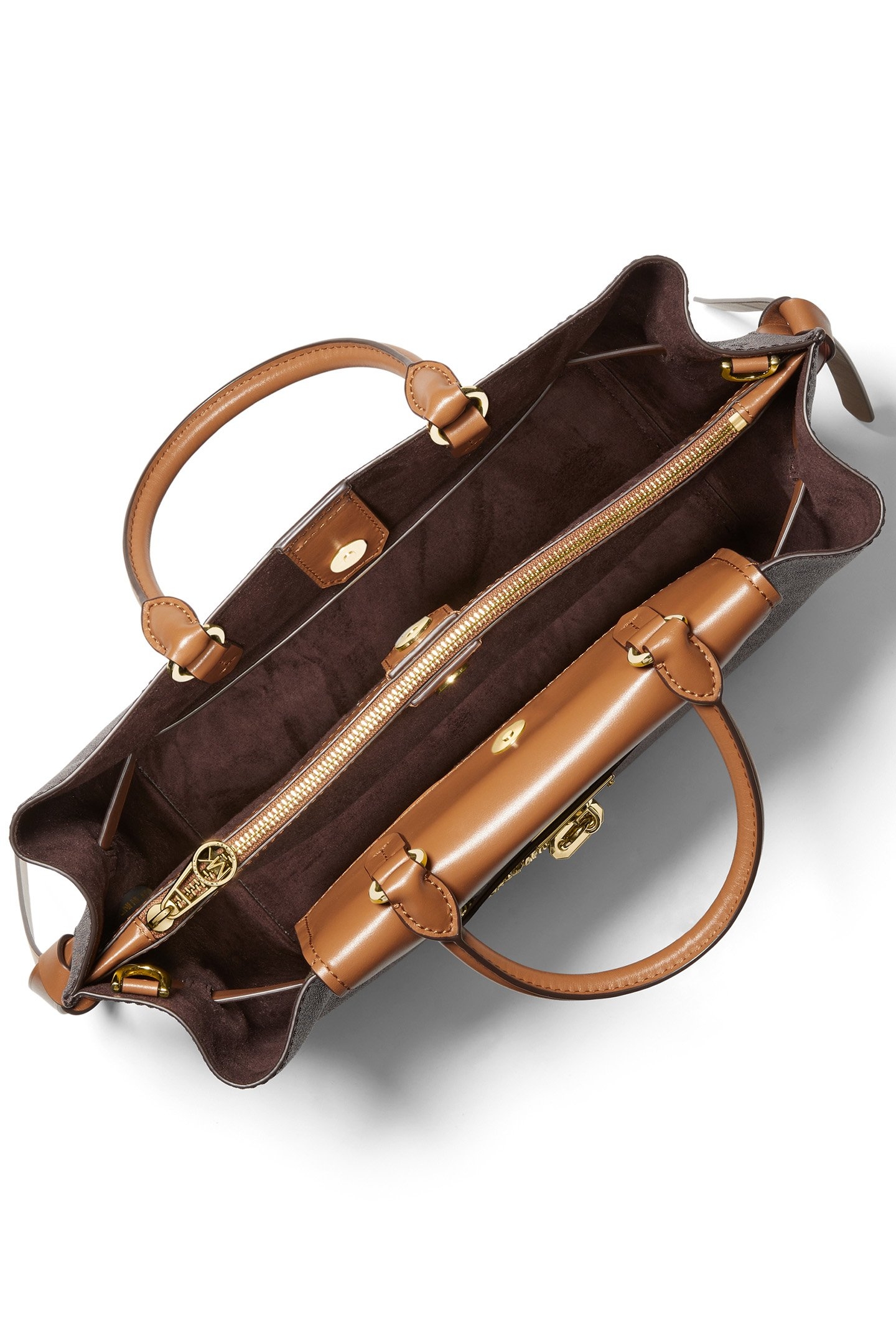 LARGE BELTED SATCHEL WITH CHAIN DETAIL IN BROWN 3