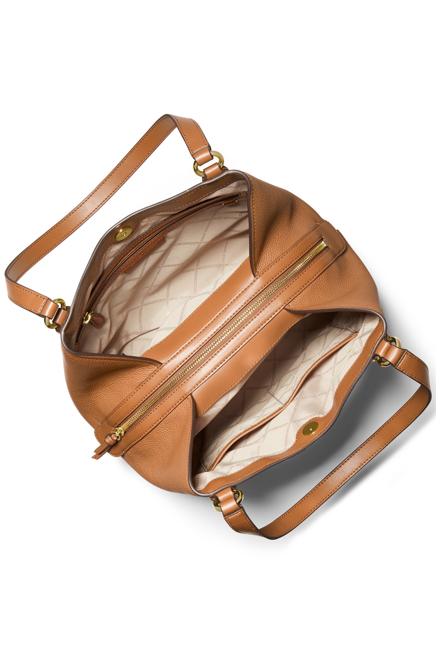 LEATHER SHOULDER TOTE BAG IN CREAM AND BROWN 4