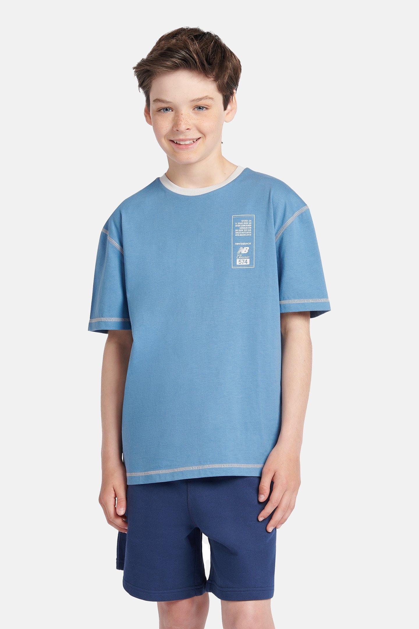 BOYS 574 DIAGRAM TEE HERONBLU 1