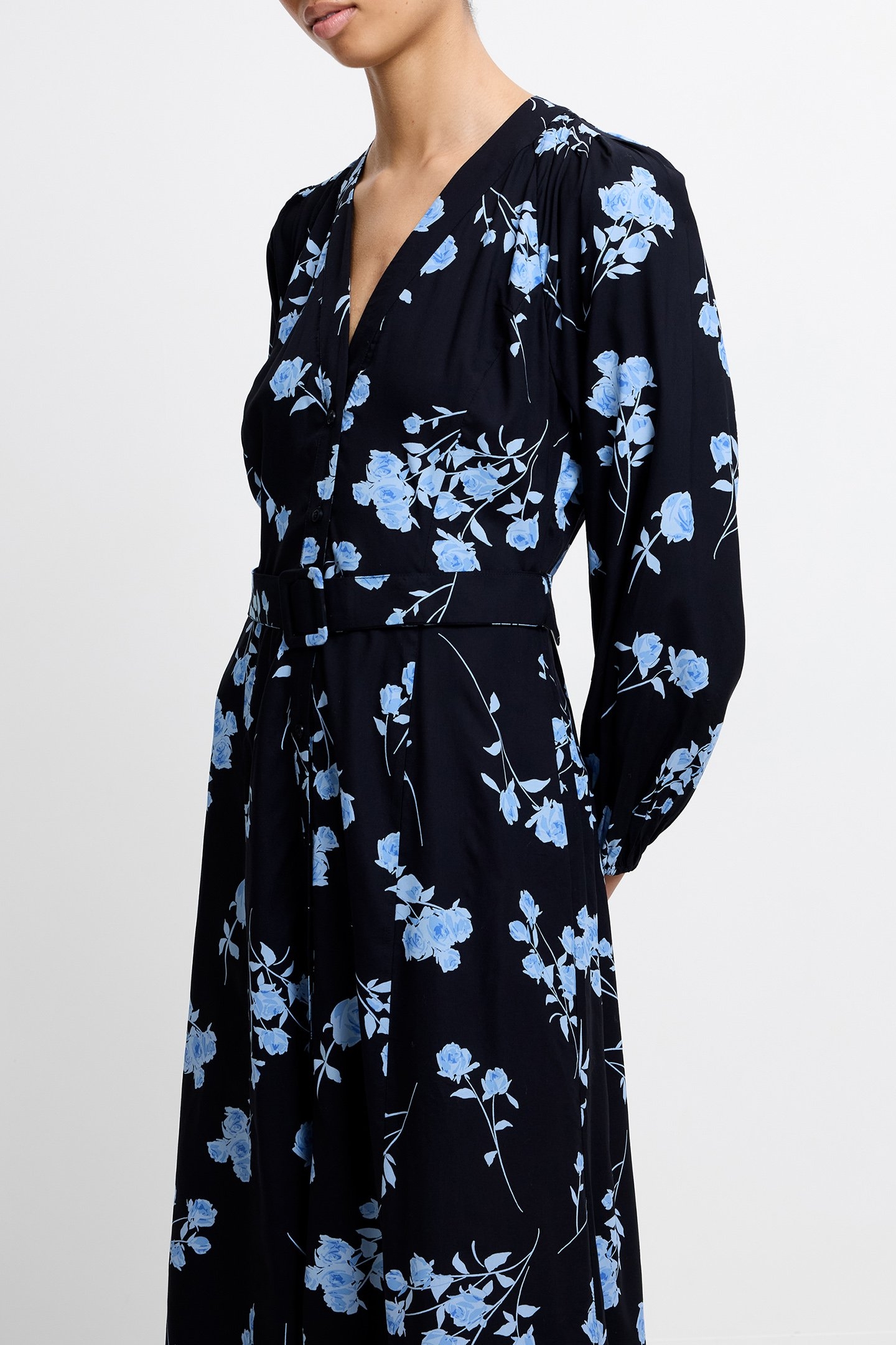 ALLESSANDRA BELT DRESS LS M BLACKOUT/BLUE 3