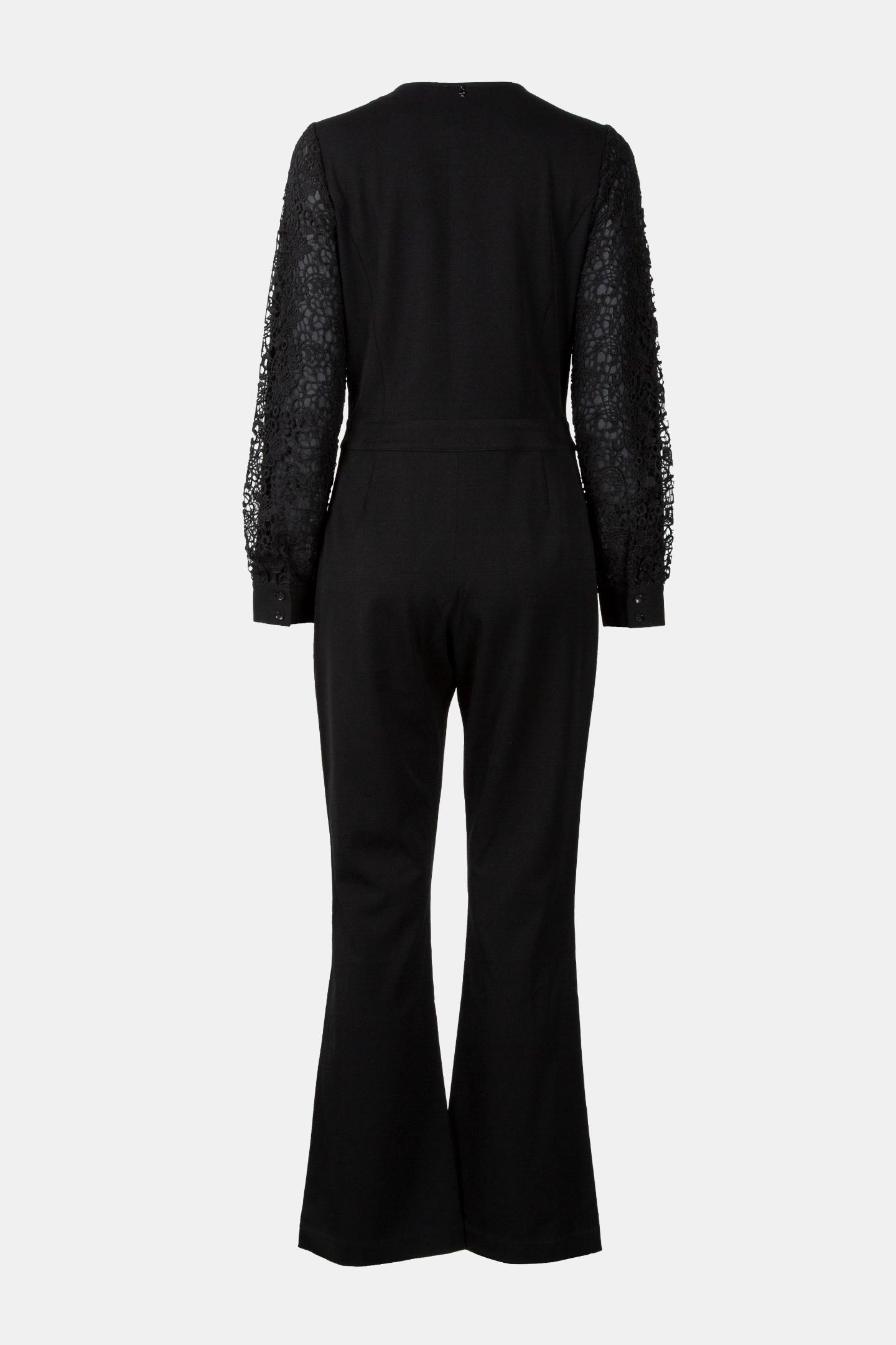 RUFINO - LONG BLACK JUMPSUIT WITH LACE SLEEVES 4
